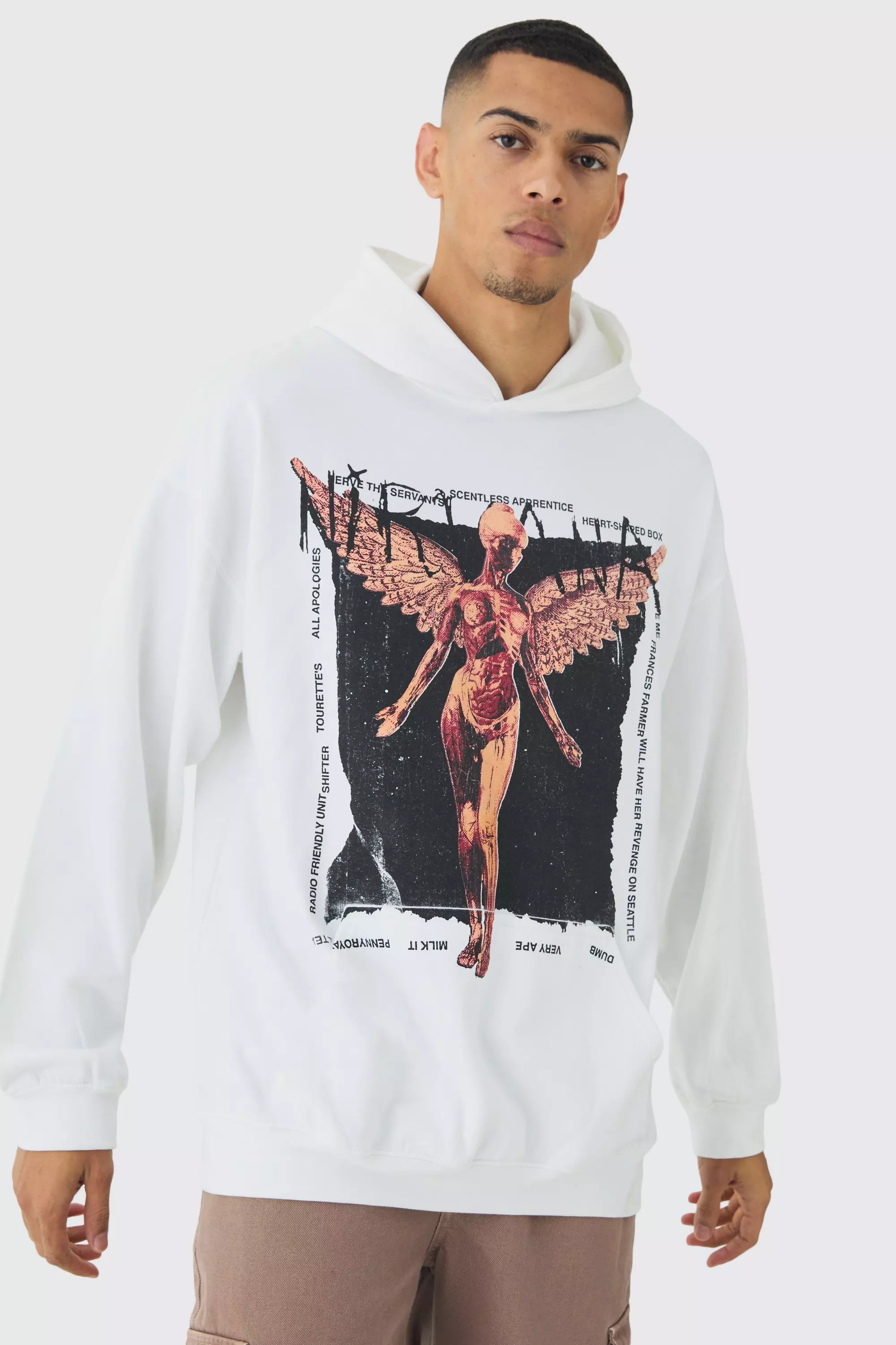 Oversized Nirvana Band License Print Hoodie boohooMAN