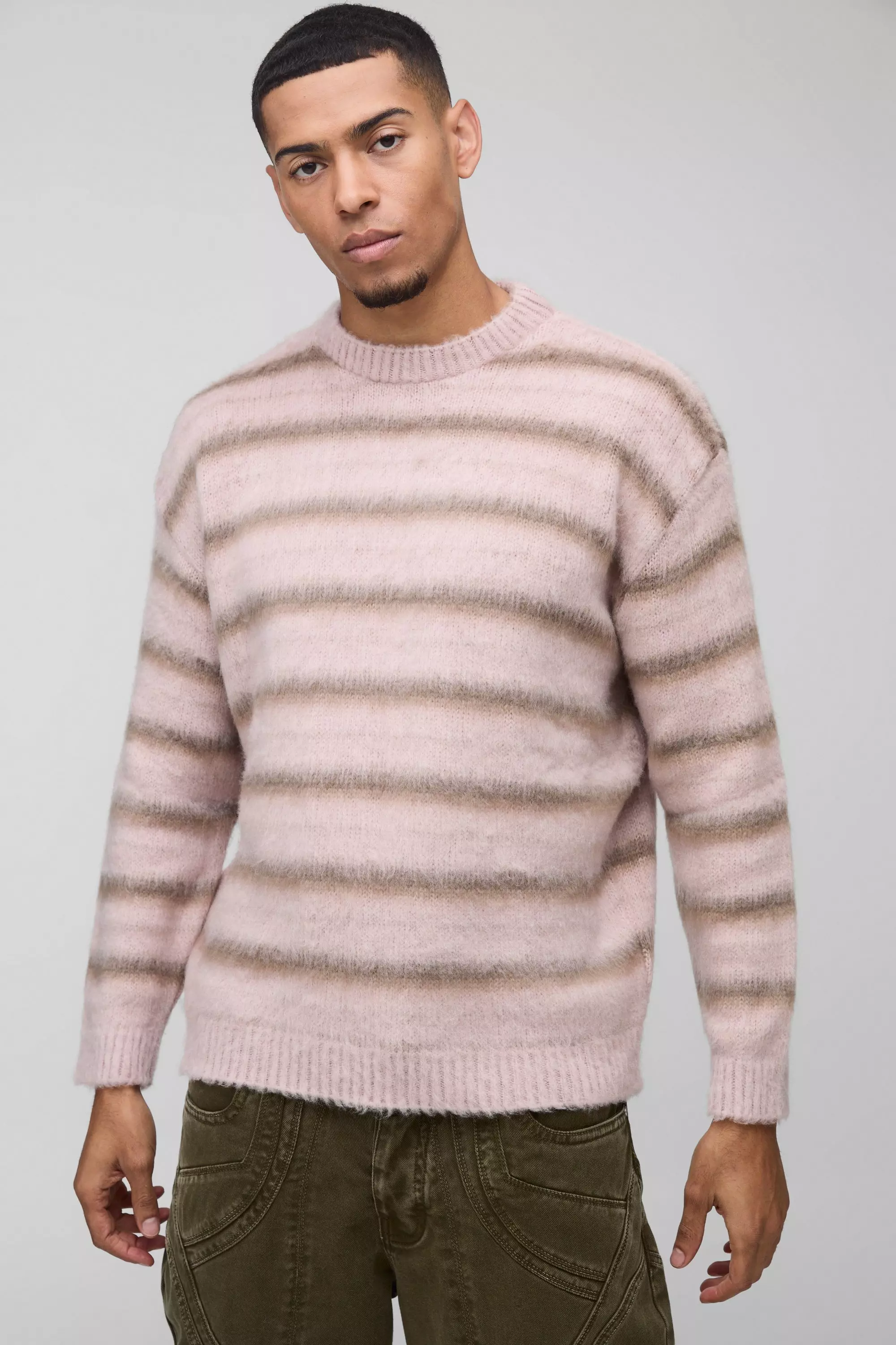 Pink Oversized Brushed Crew Neck Knitted Jumper alternative image