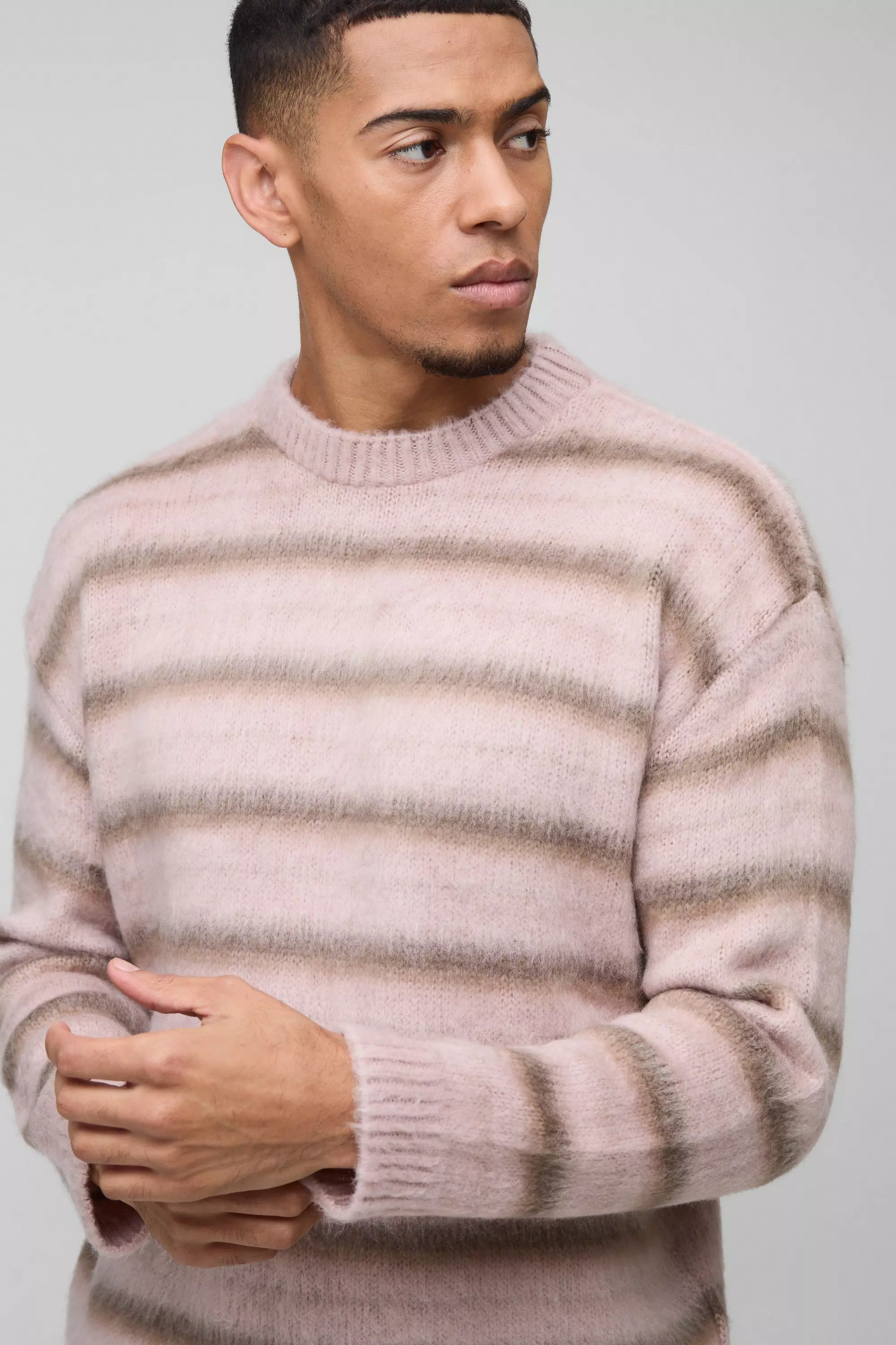 Pink Oversized Brushed Crew Neck Knitted Jumper alternative image