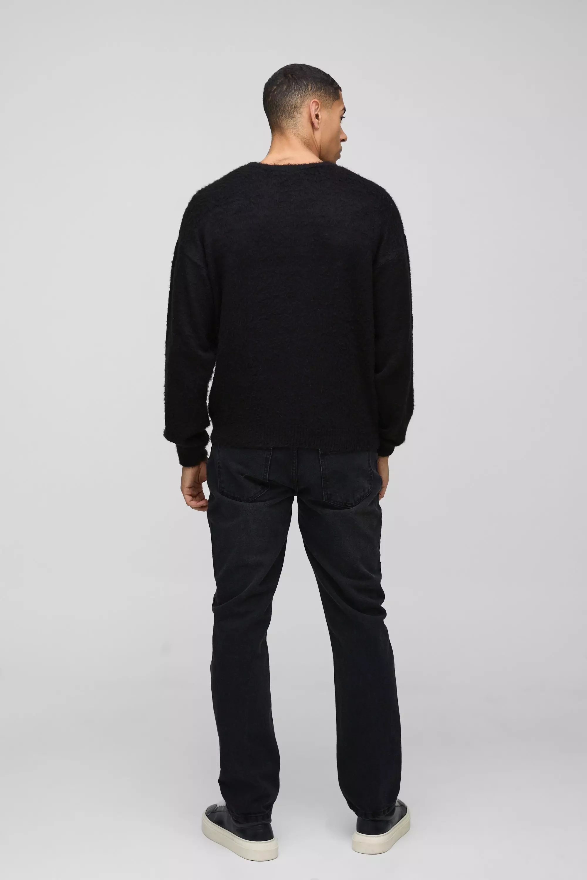 Kastiger Oversize Pullover mit Slogan, Black alternatives Bild