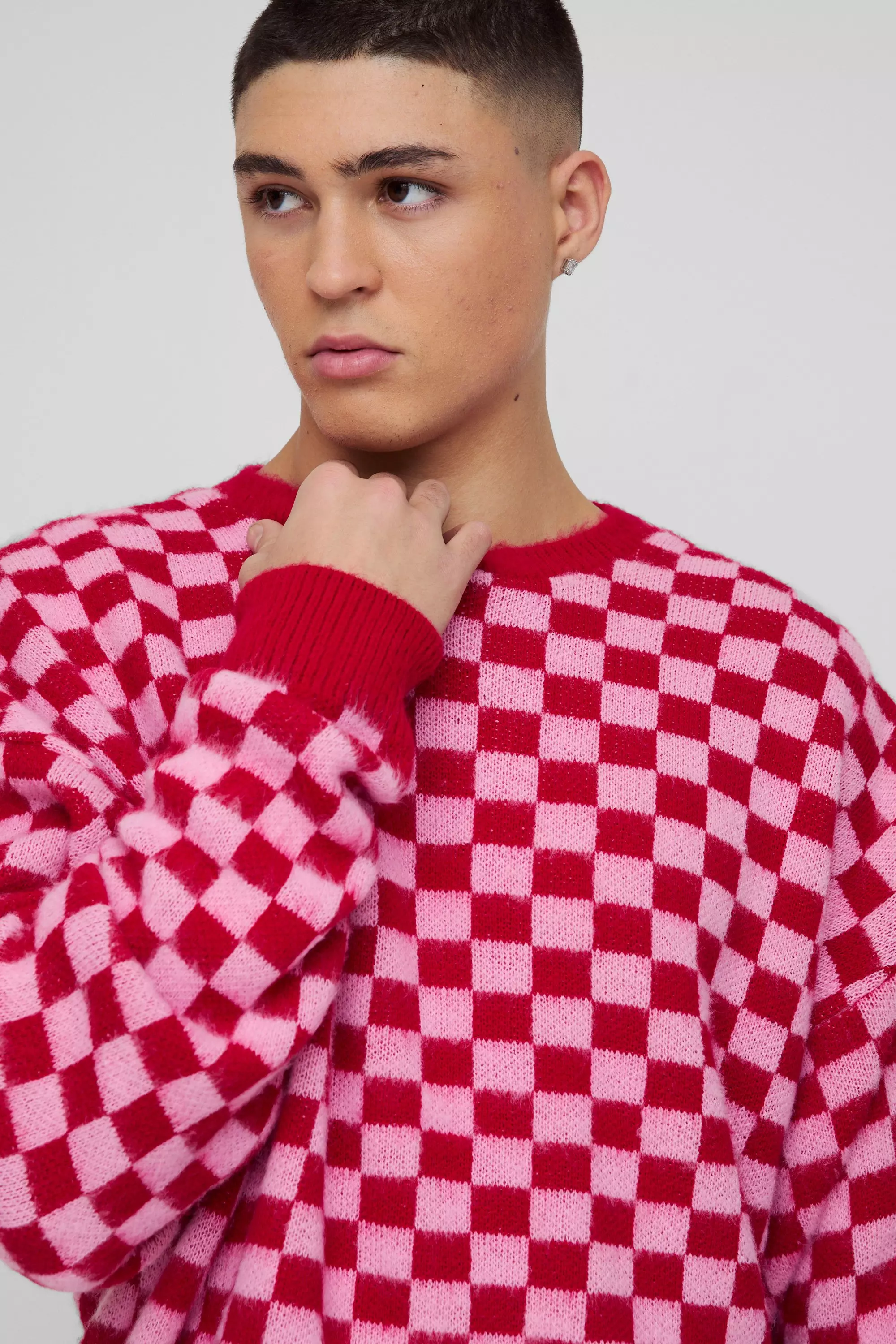 Pull oversize à carreaux, Pink autre image