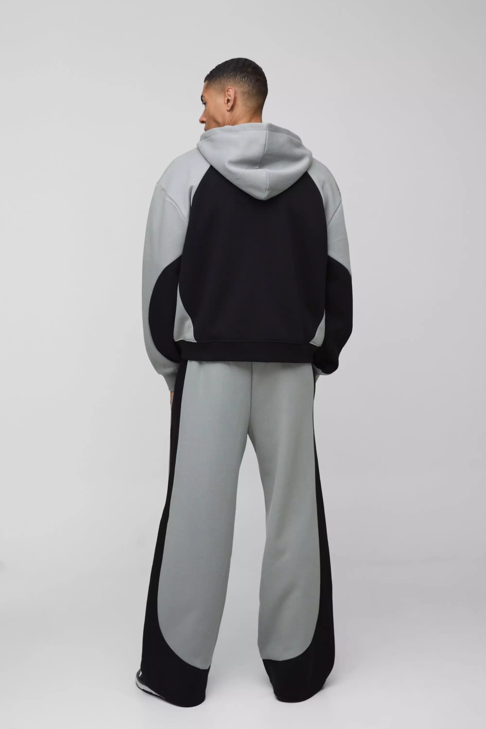 Charcoal Wide Leg Color Block Homme Joggingbroek Met Print alternatieve afbeelding