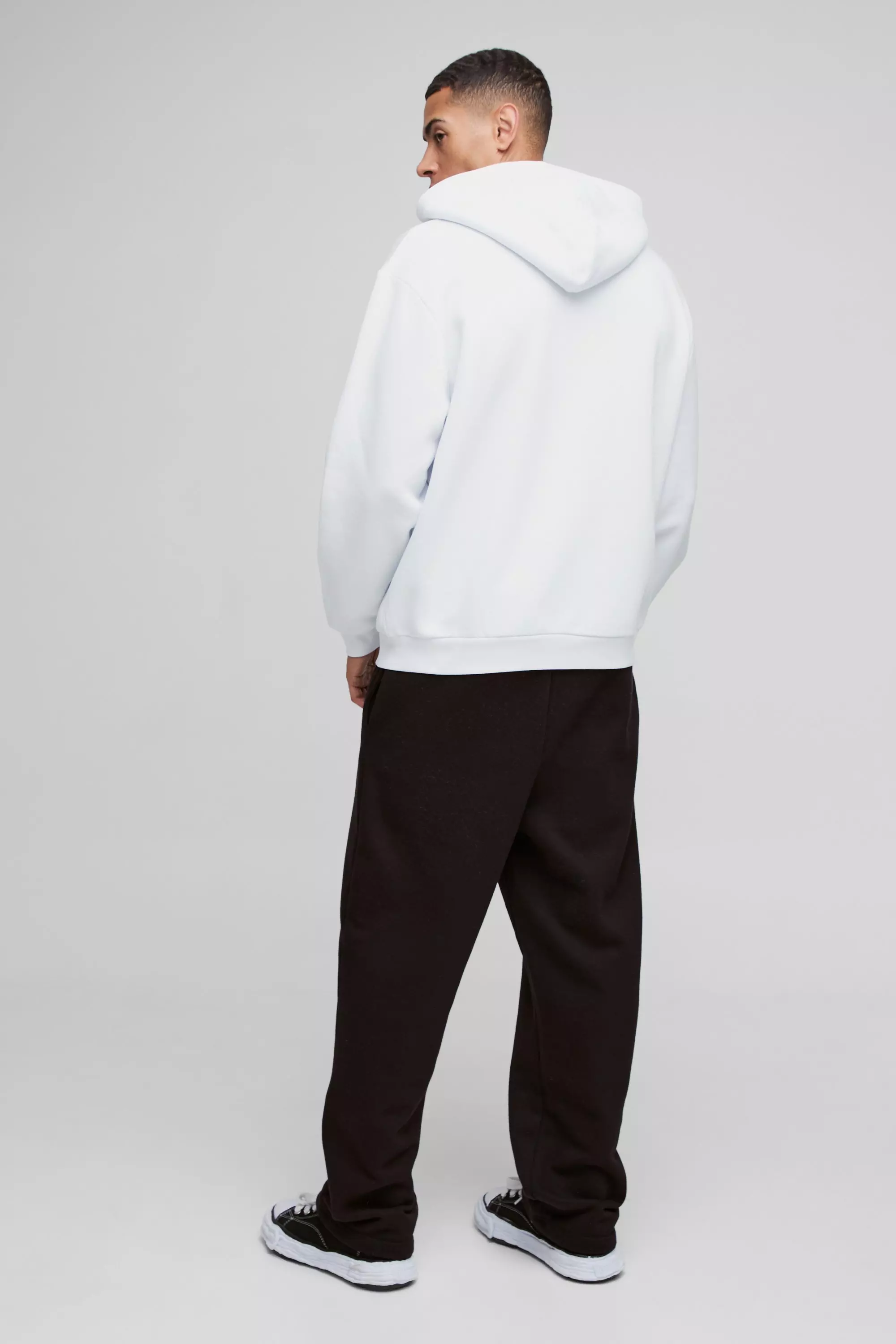 White Oversized Worldwide Text Zip Through Hoodie alternative image