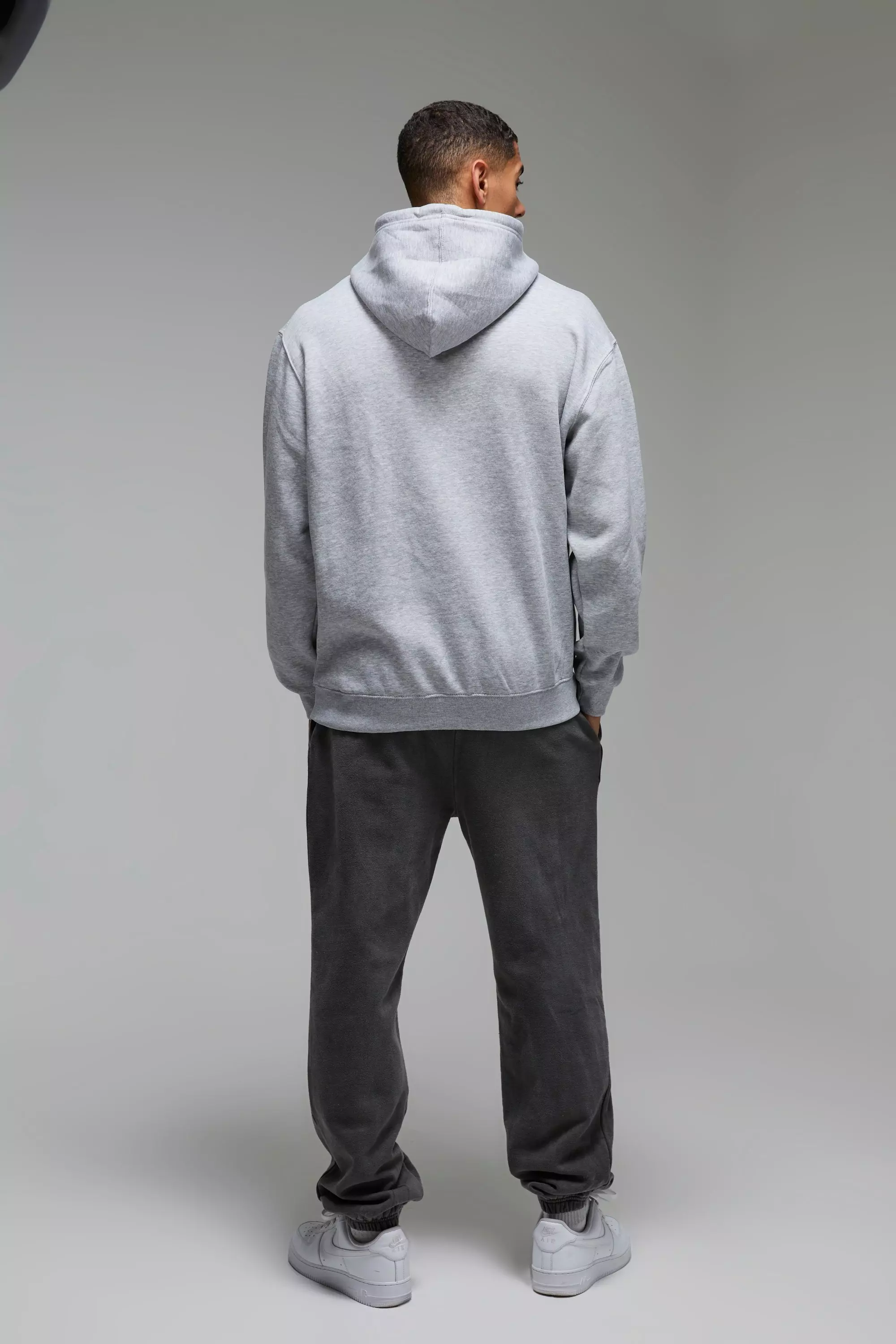 Sweat à capuche oversize à imprimé boxe, Grey marl autre image