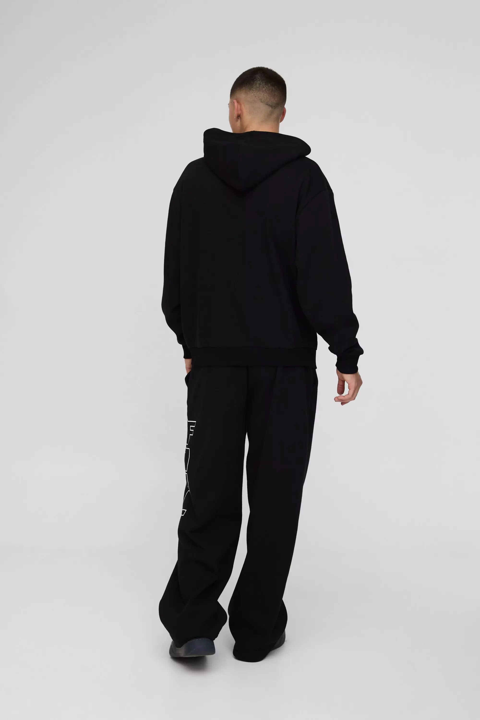 Oversized Boxy Official Outline Zip Through Hooded Tracksuit | boohooMAN