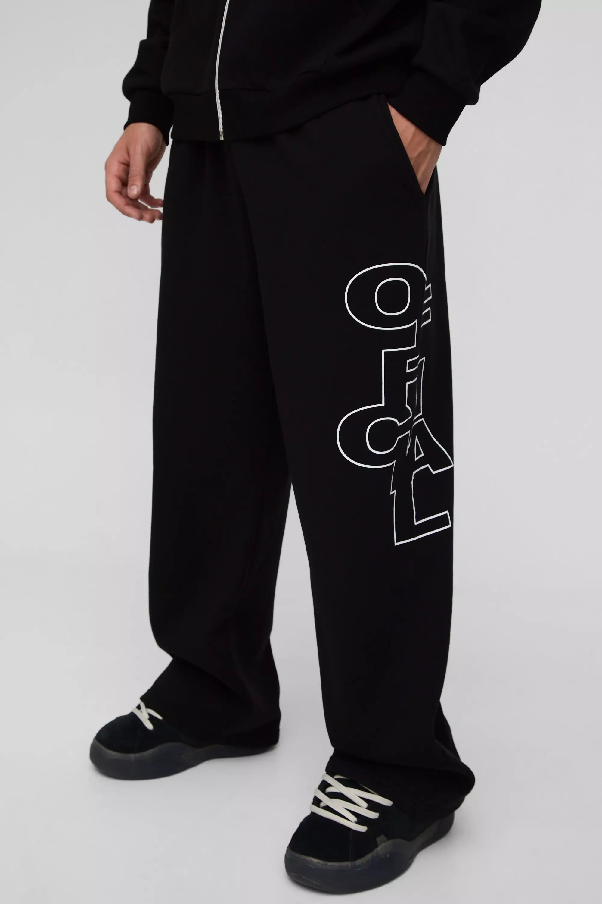 Oversized Boxy Official Outline Zip Through Hooded Tracksuit | boohooMAN