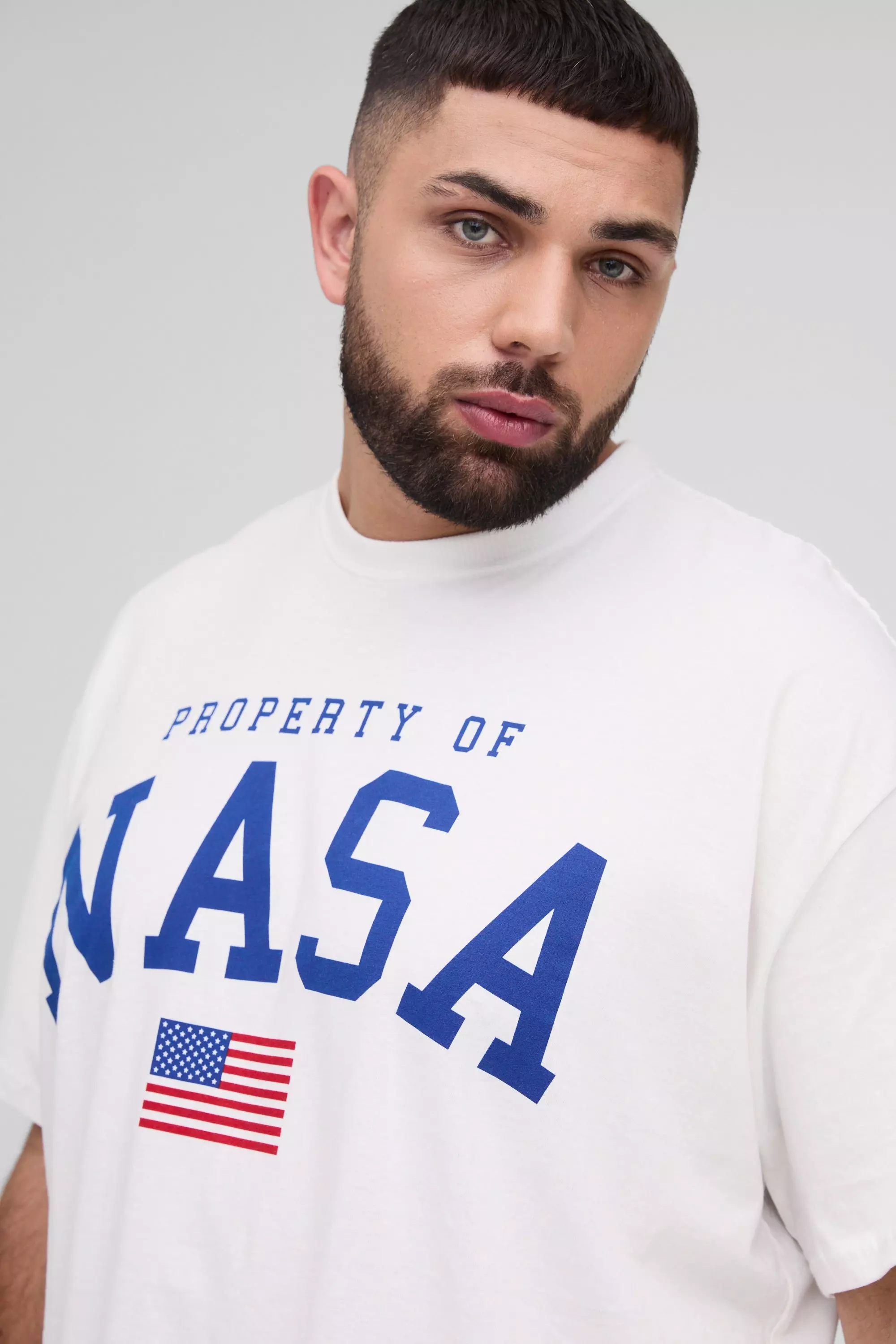 White Plus Oversized Nasa Logo License Print T-Shirt alternative image