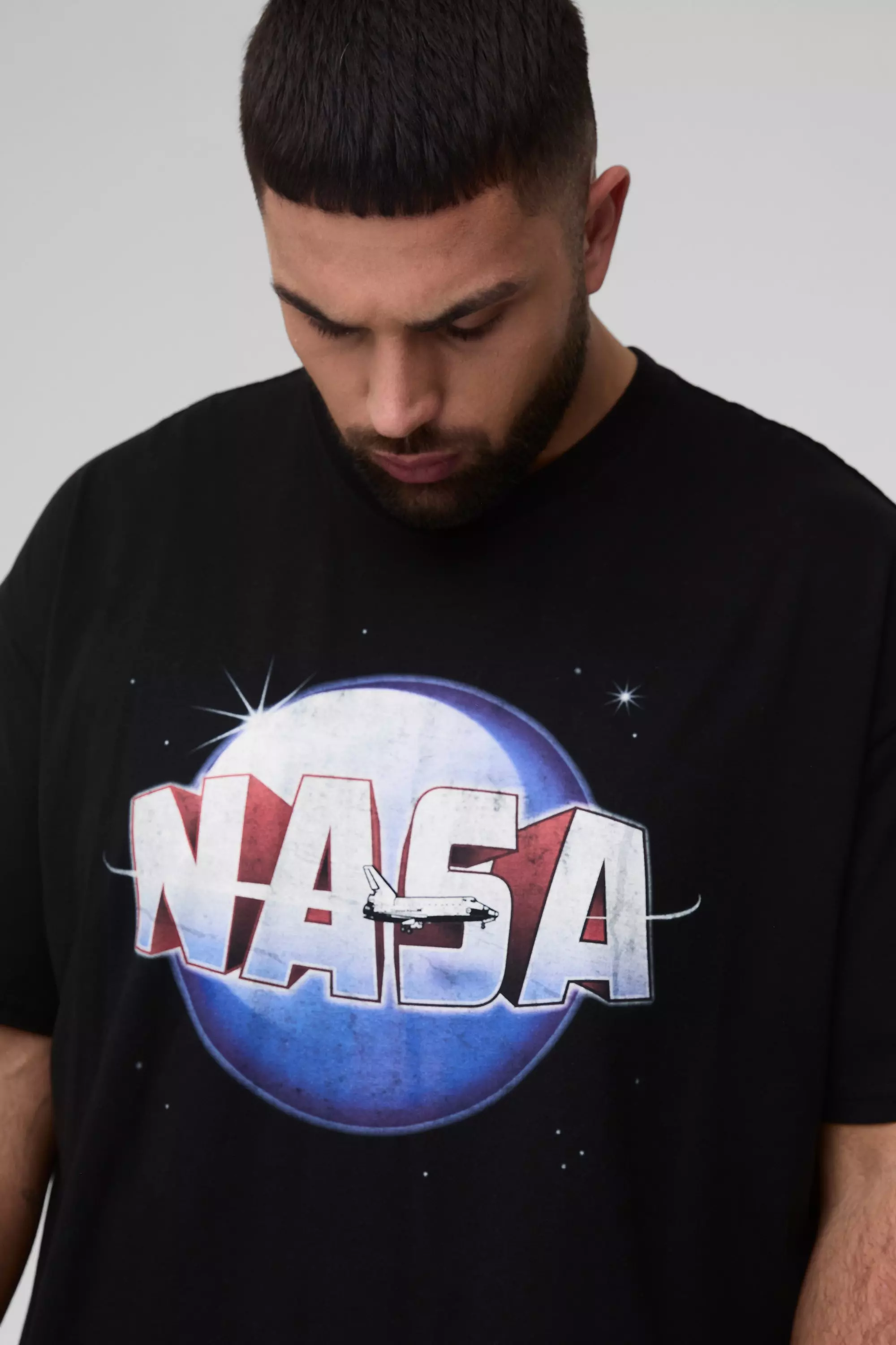 Black Plus Oversized Nasa License Print T-Shirt alternative image