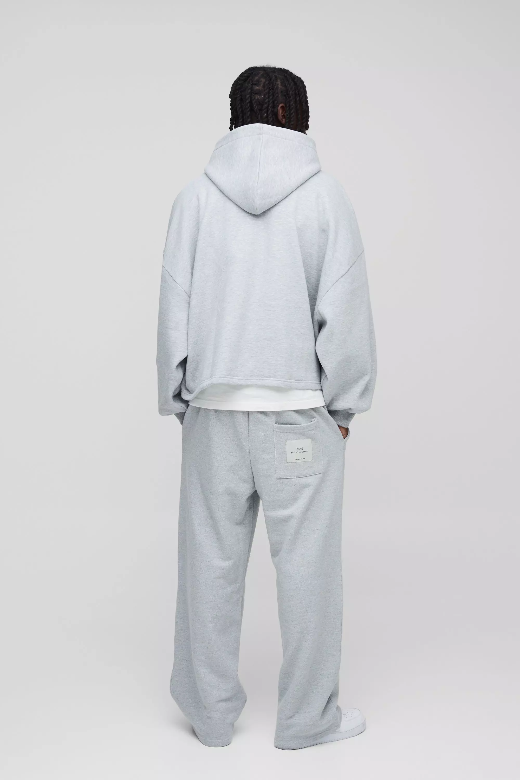 Grey marl Extreme Oversized Boxy Zip Through Hoodie alternative image
