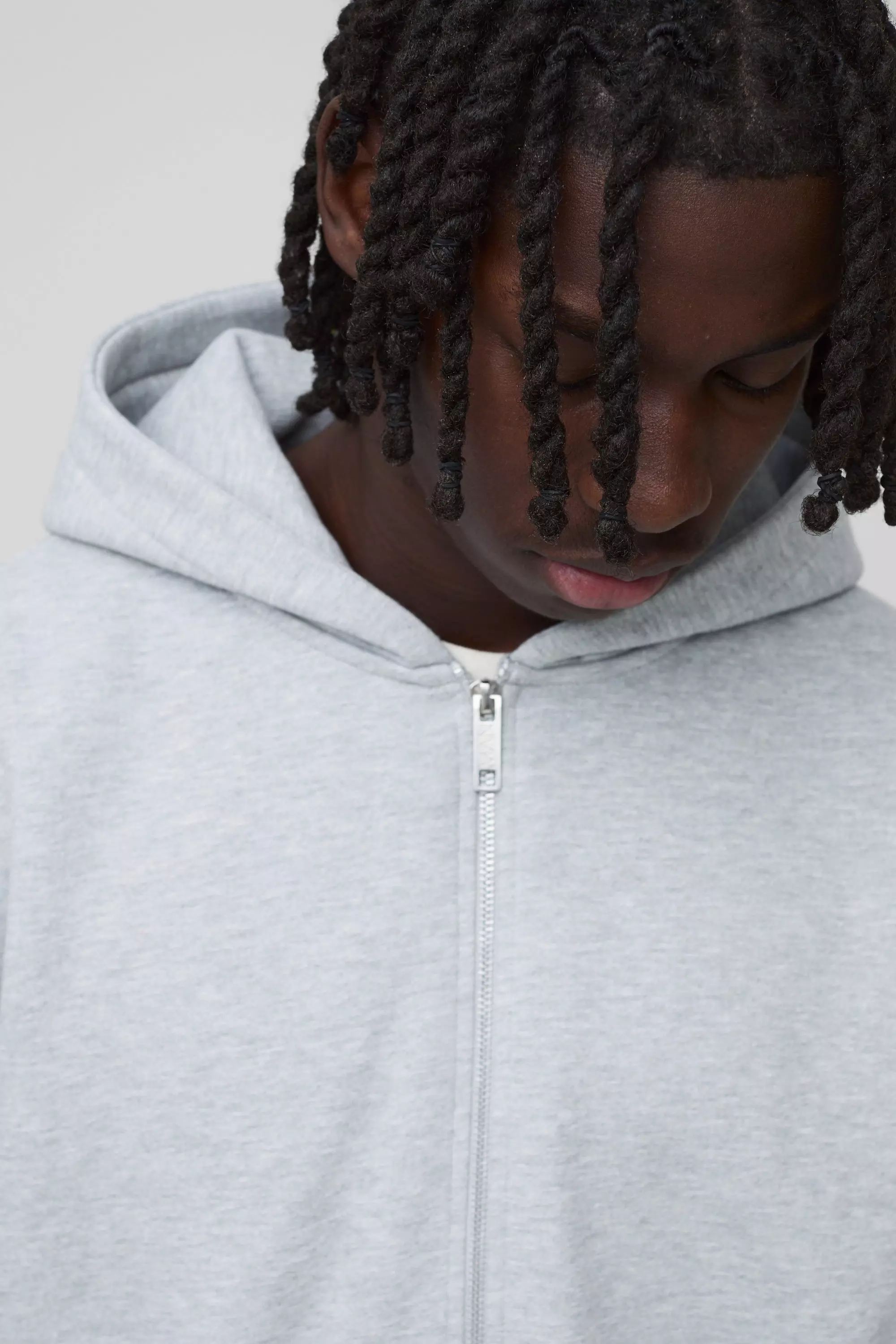 Grey marl Extreme Oversized Boxy Zip Through Hoodie alternative image