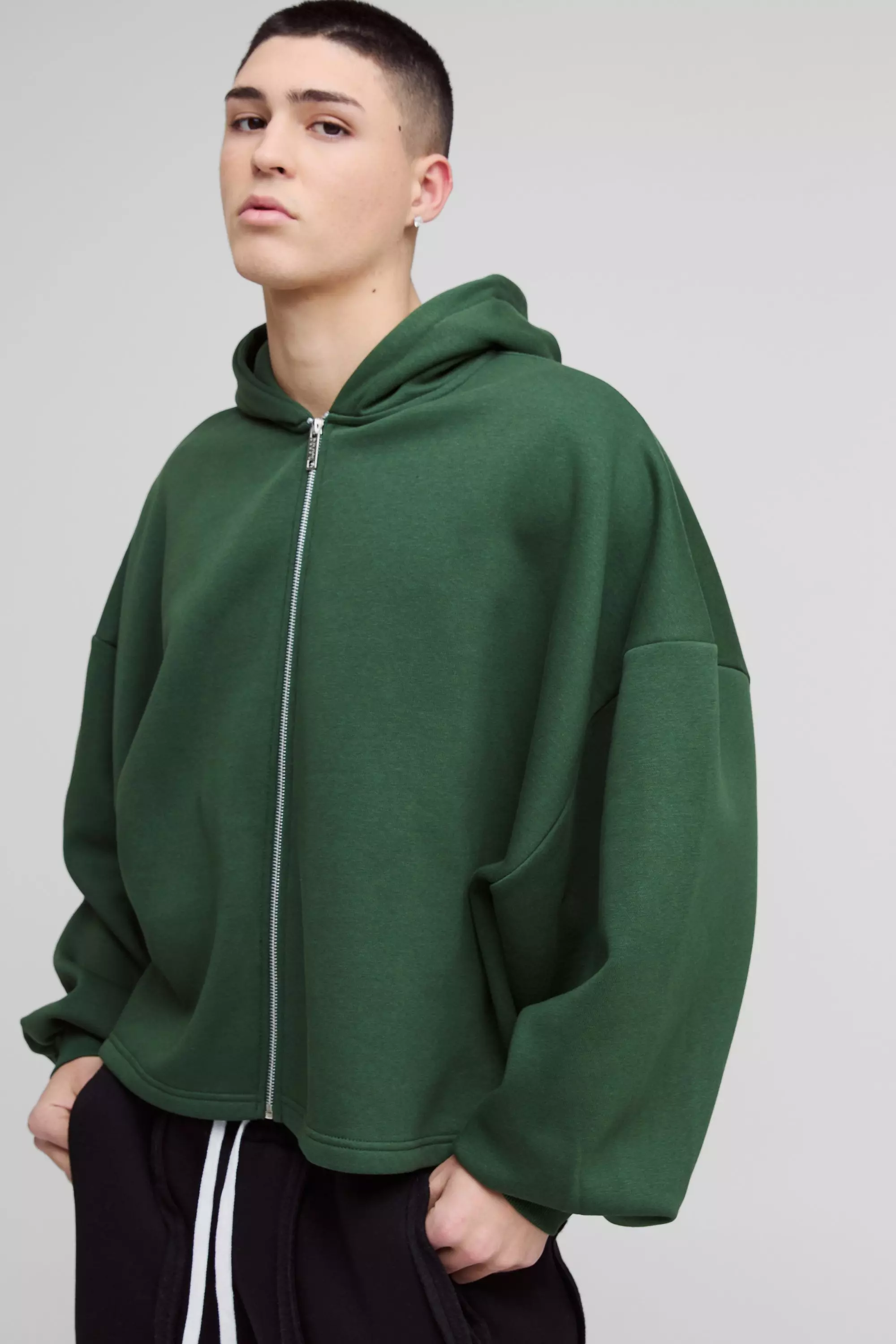 Forest Extreme Oversized Boxy Zip Through Hoodie alternative image