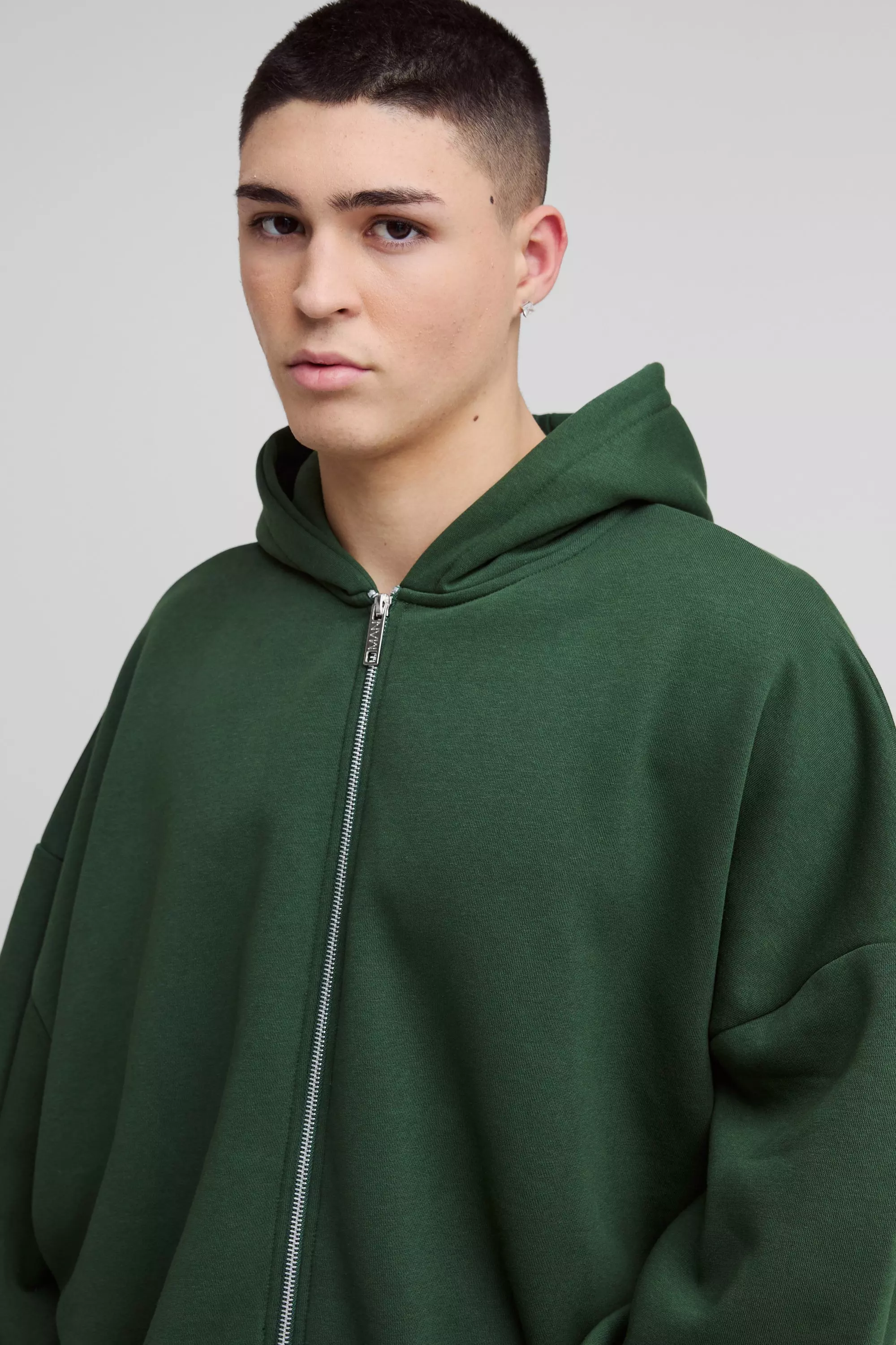 Forest Extreme Oversized Boxy Zip Through Hoodie alternative image