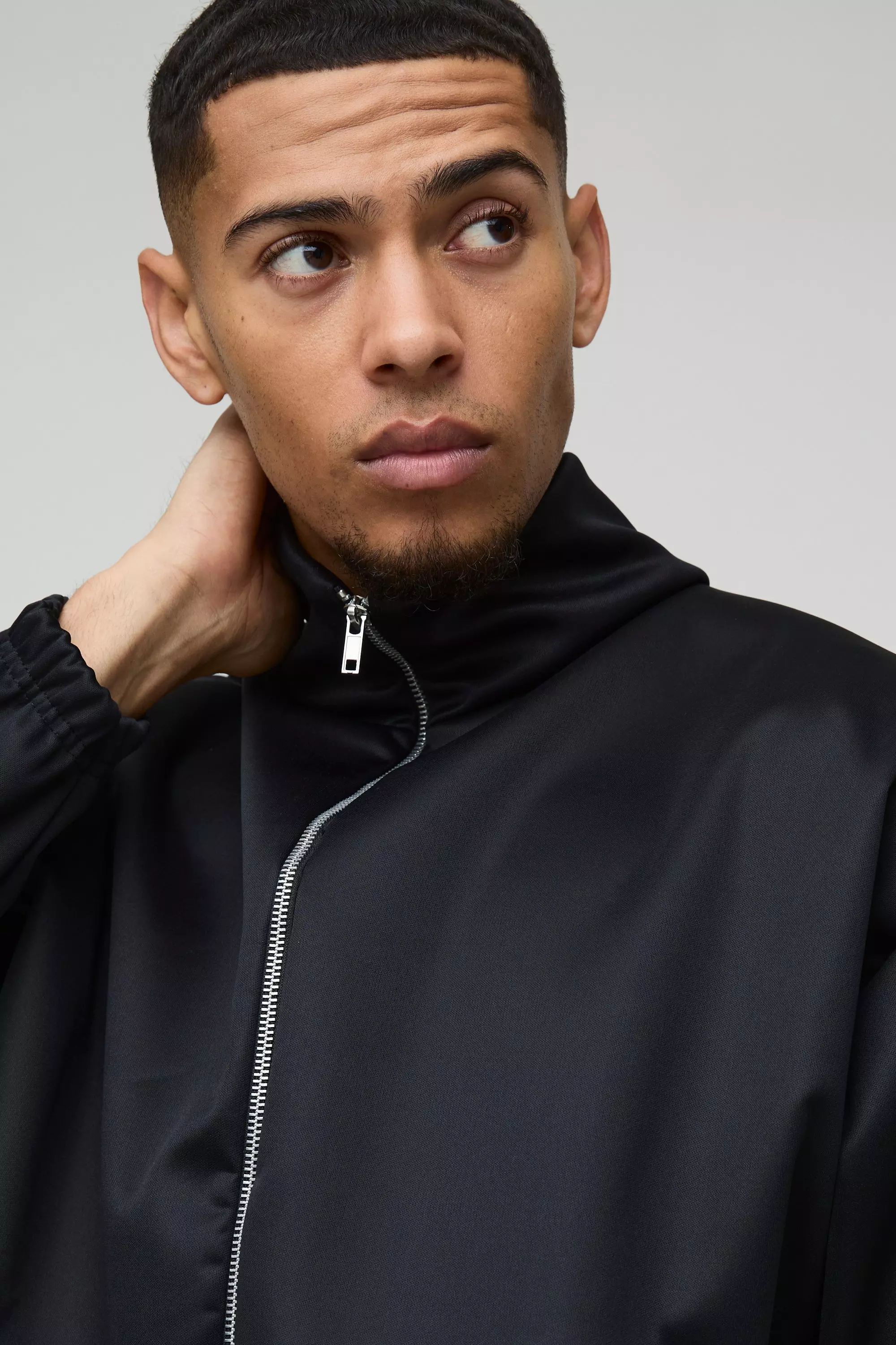 Black Extreme Oversized Boxy Scuba Zip Through Jacket alternative image