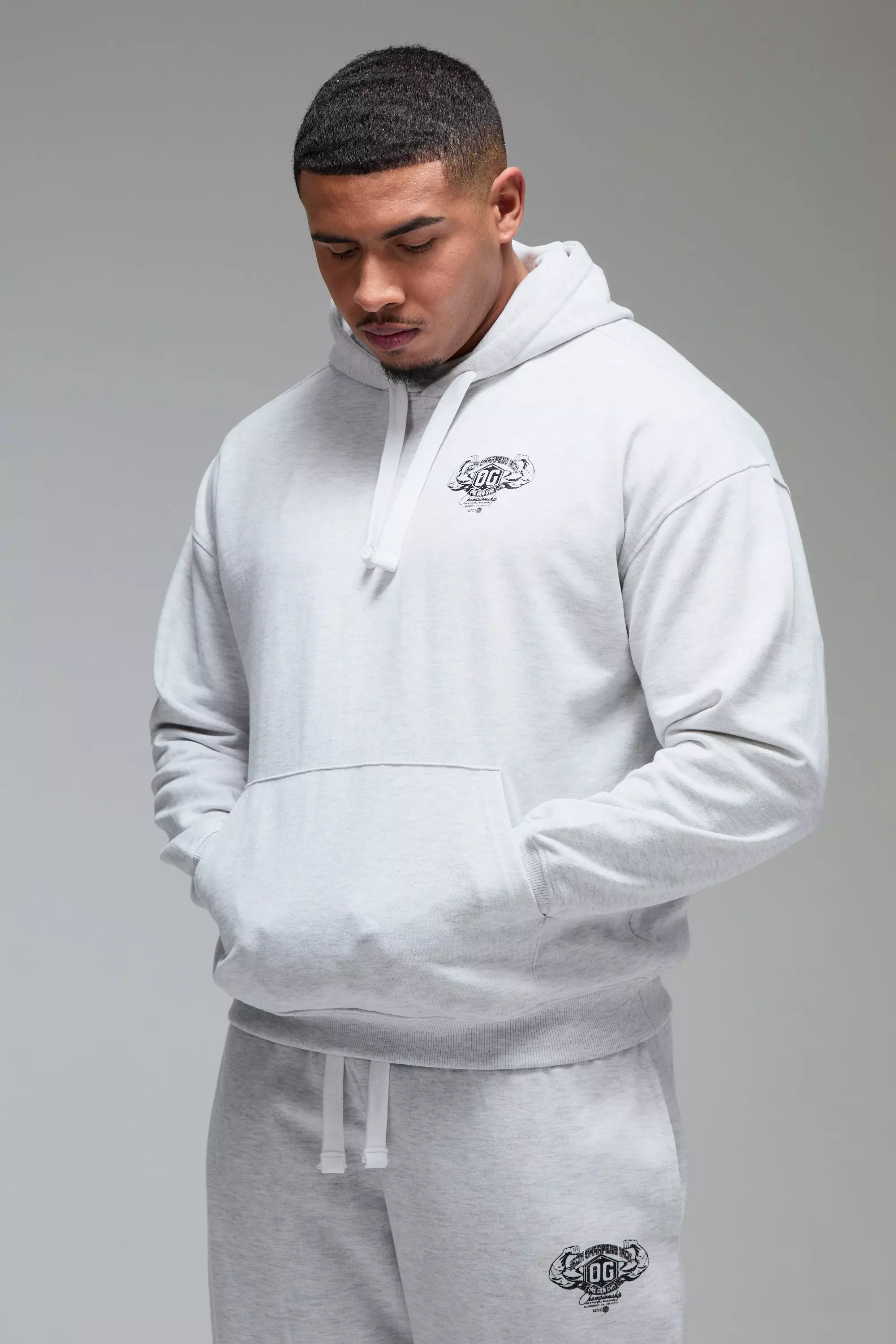 Grey marl Man Active X OG Workout Oversized Hoodie alternative image
