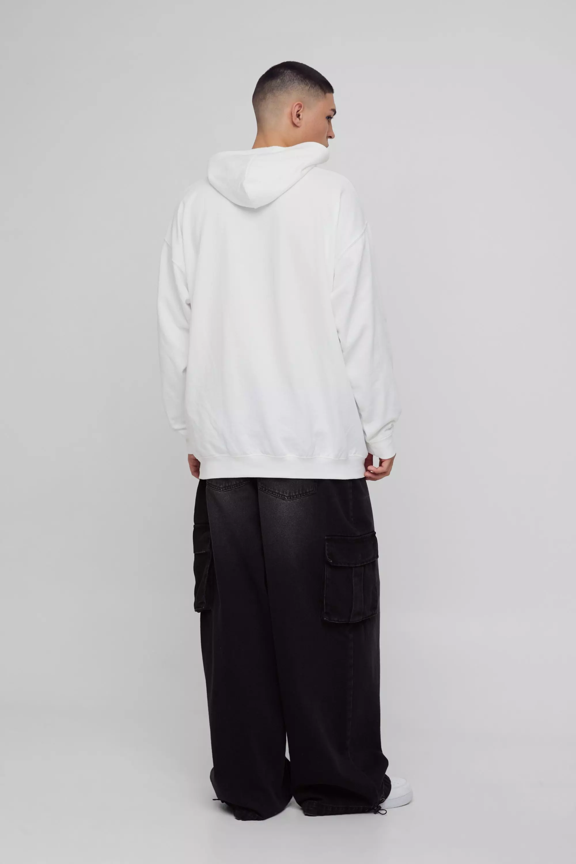 White Oversized Worldwide Money Graphic Hoodie alternative image