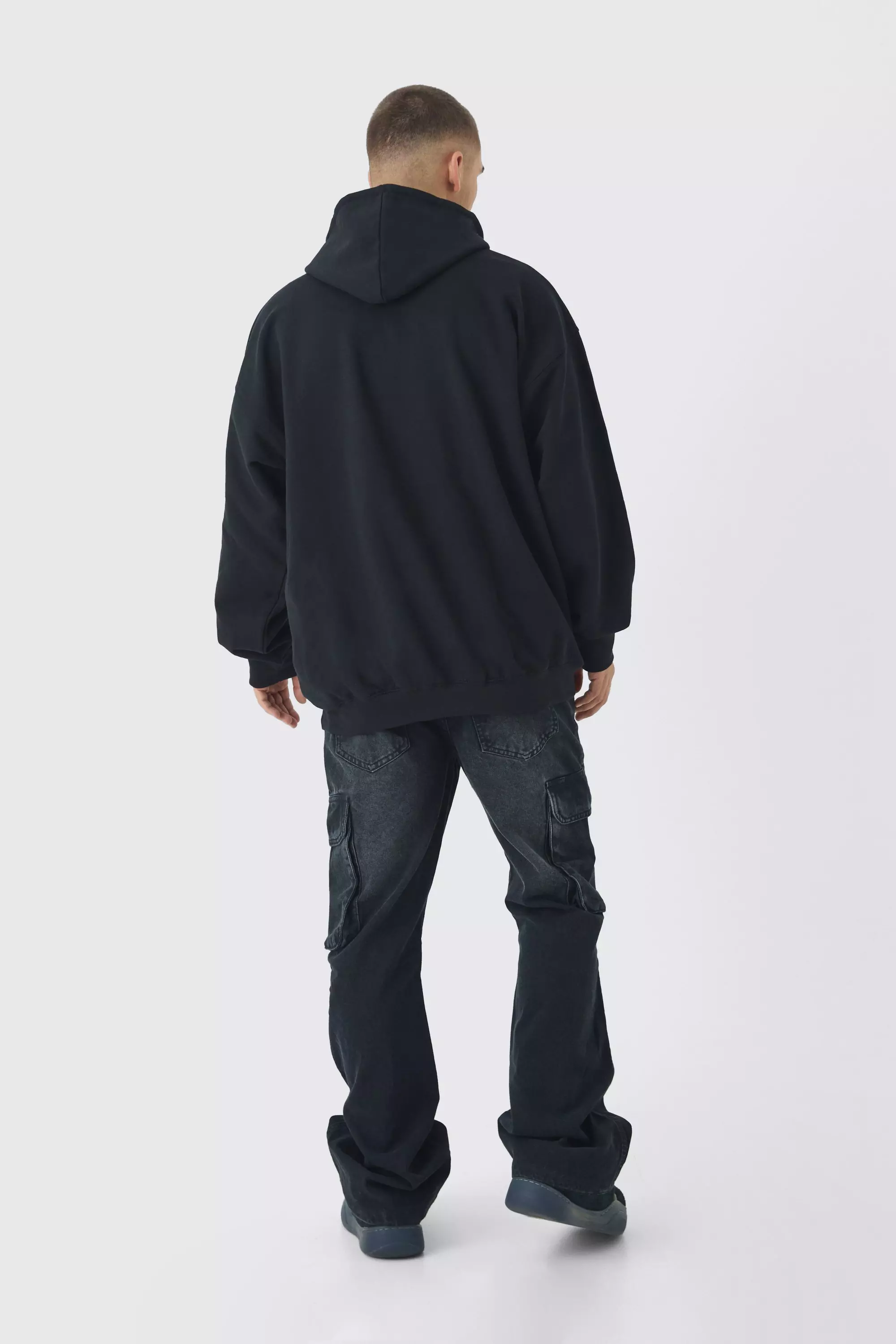 Black Oversized Skull Graphic Hoodie alternative image