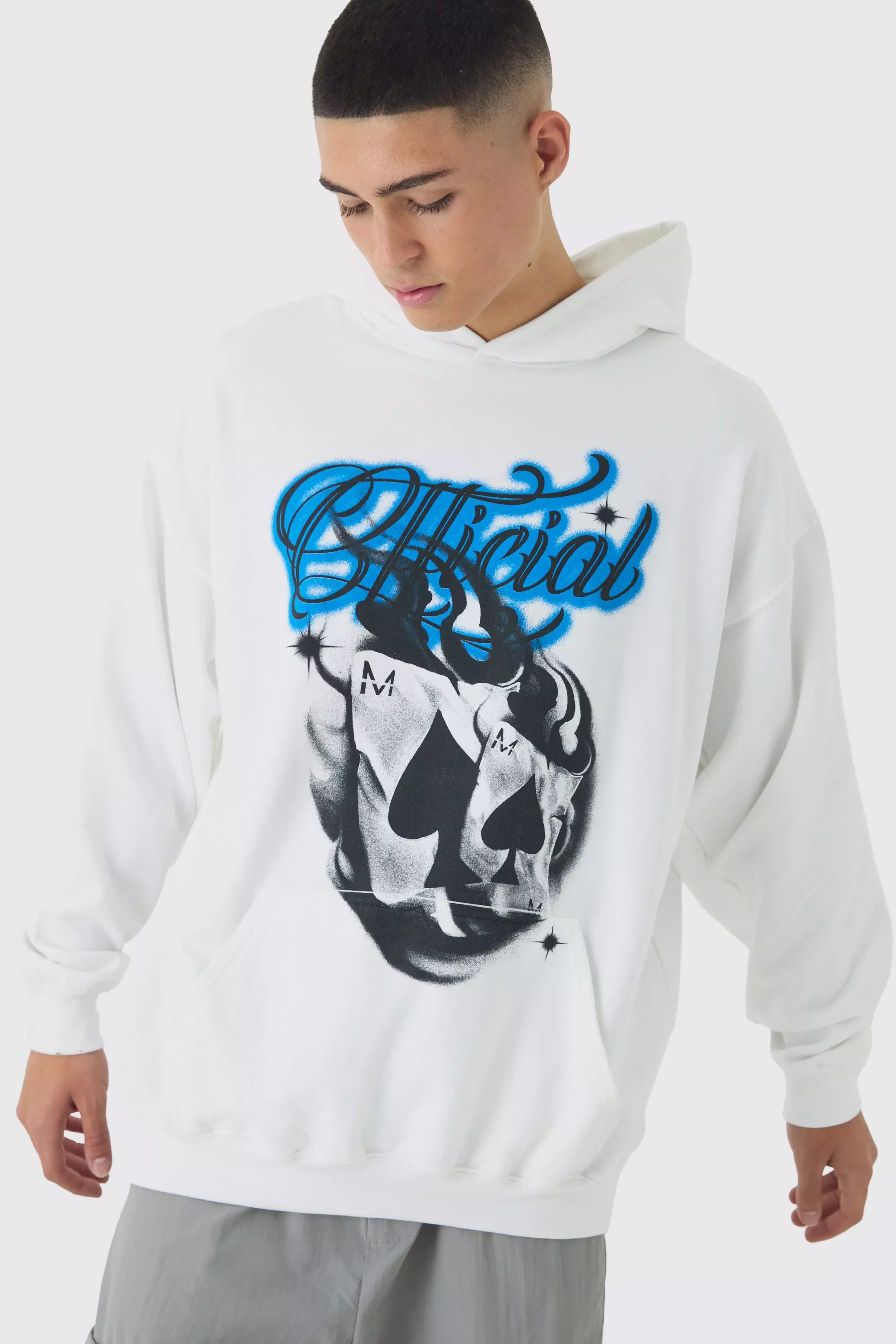 Oversize Hoodie mit Official Karten Print, White alternatives Bild