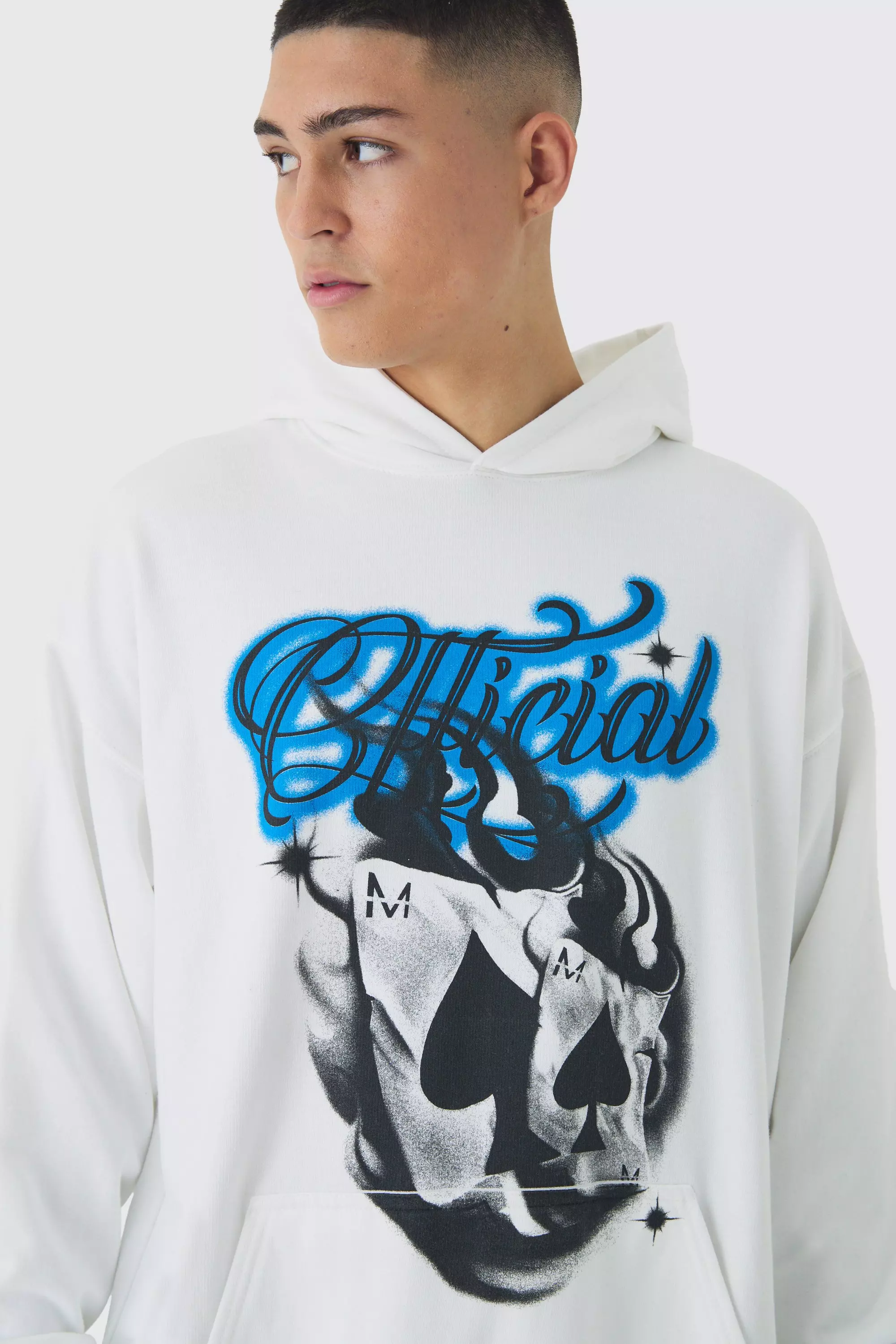 Oversize Hoodie mit Official Karten Print, White alternatives Bild