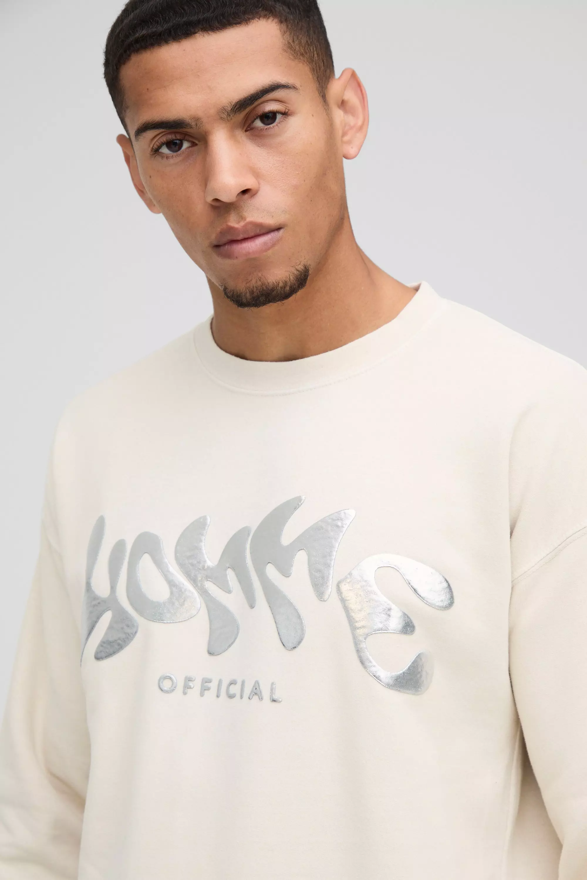 Stone Oversized Metallic Homme Washed Sweatshirt alternative image