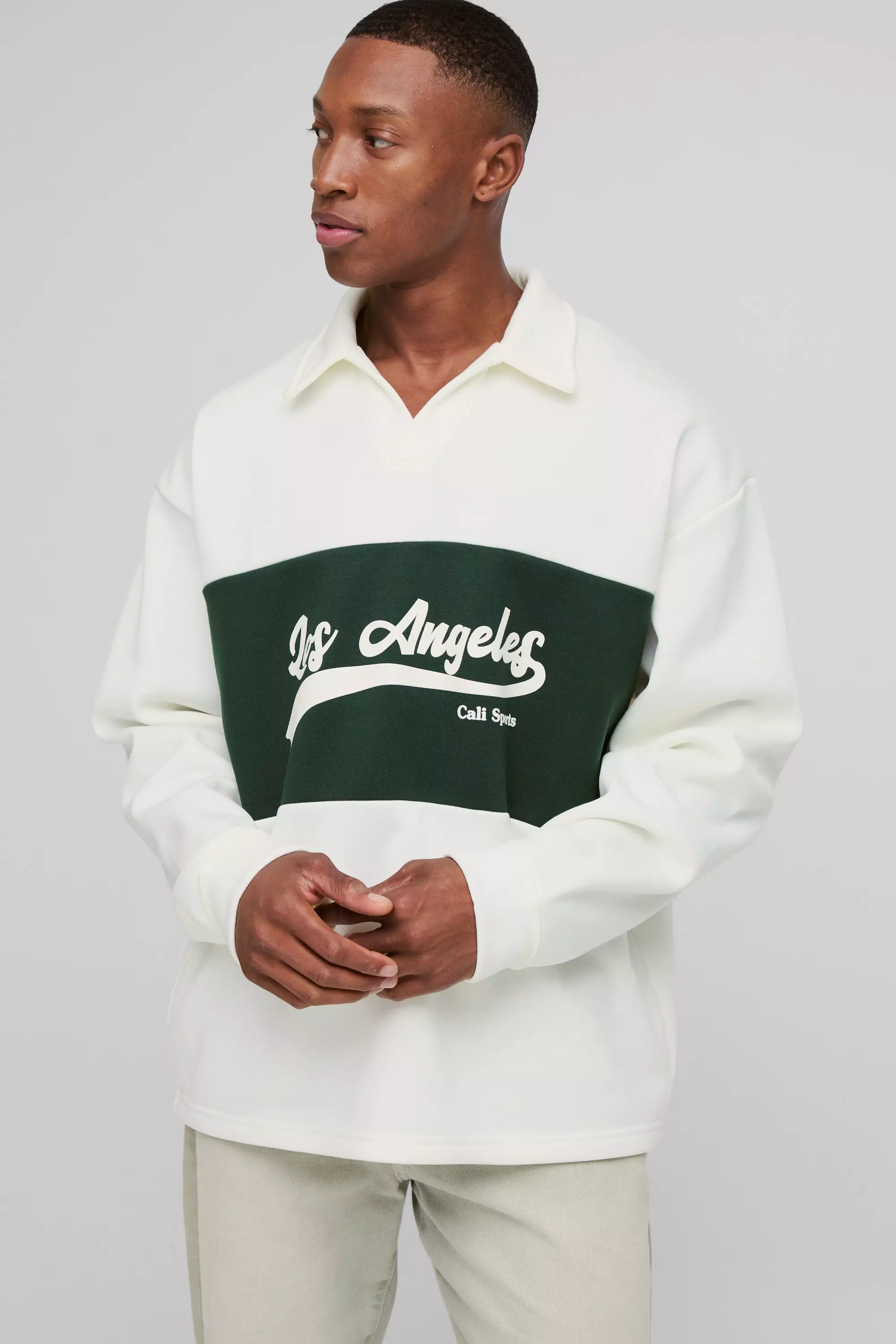 Polo Da Rugby Oversize Los Angeles Stile Varsity, Forest immagine alternativa