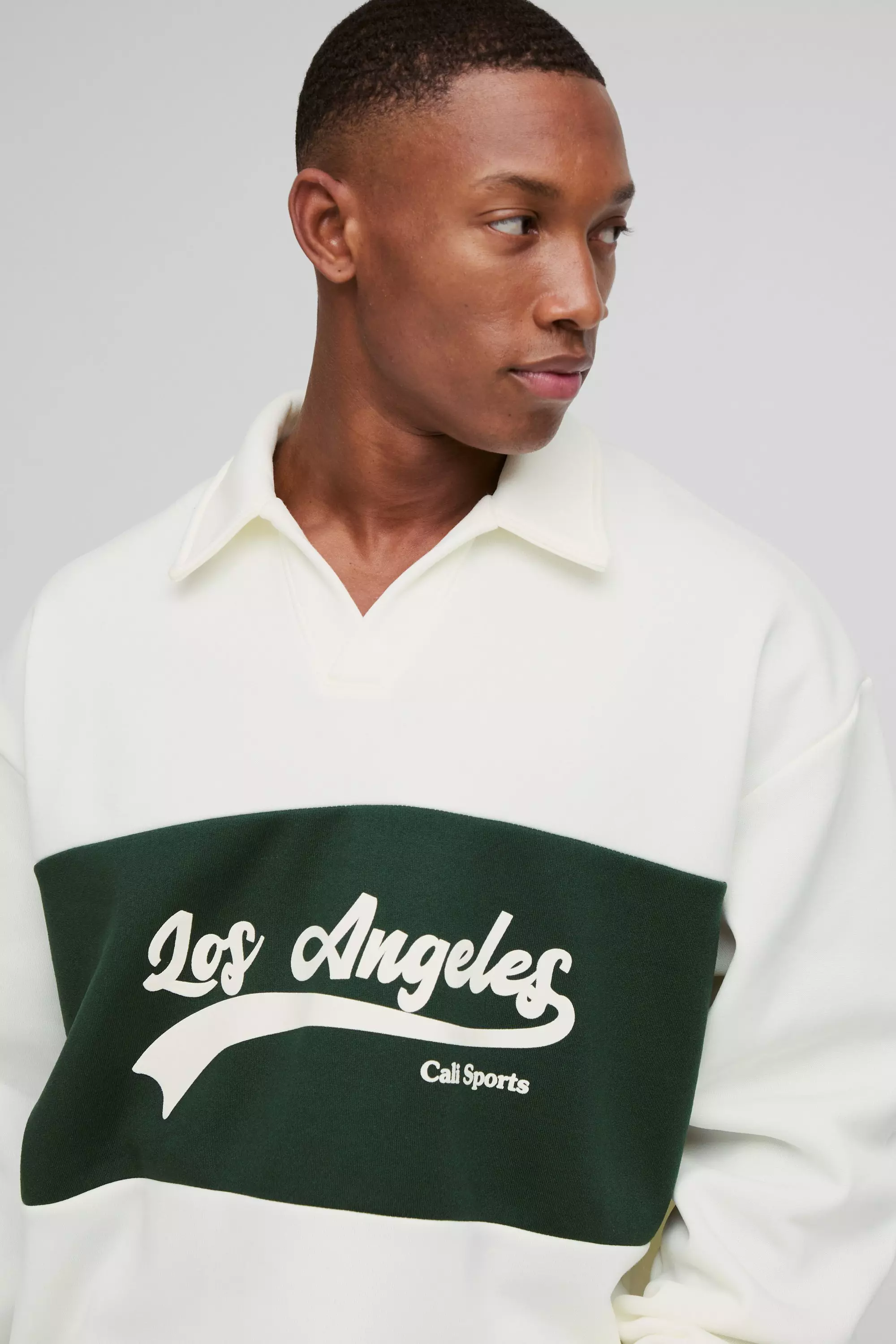 Polo Da Rugby Oversize Los Angeles Stile Varsity, Forest immagine alternativa