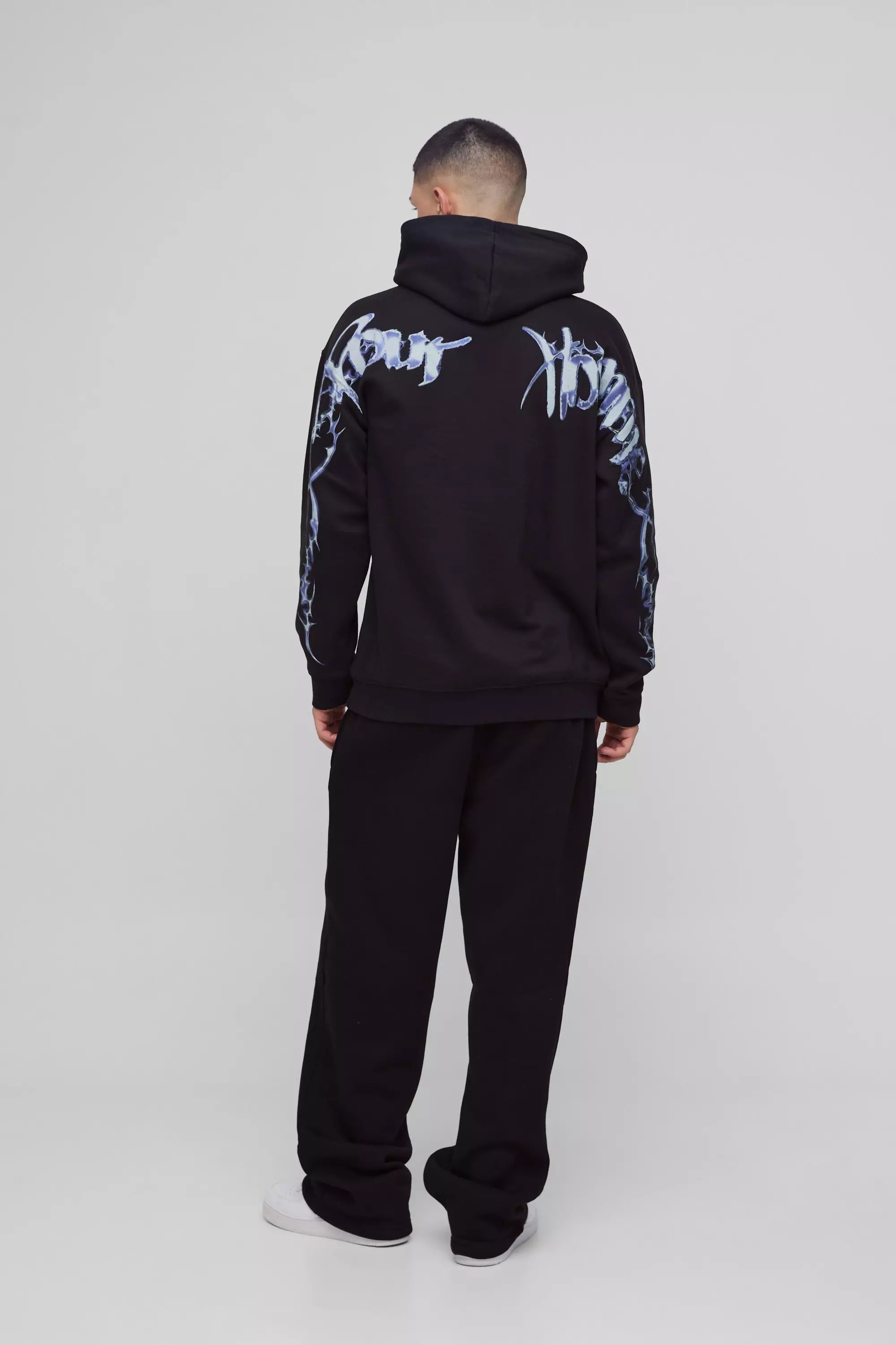 Black Oversized Over Seams Gothic Graphic Hoodie  alternative image