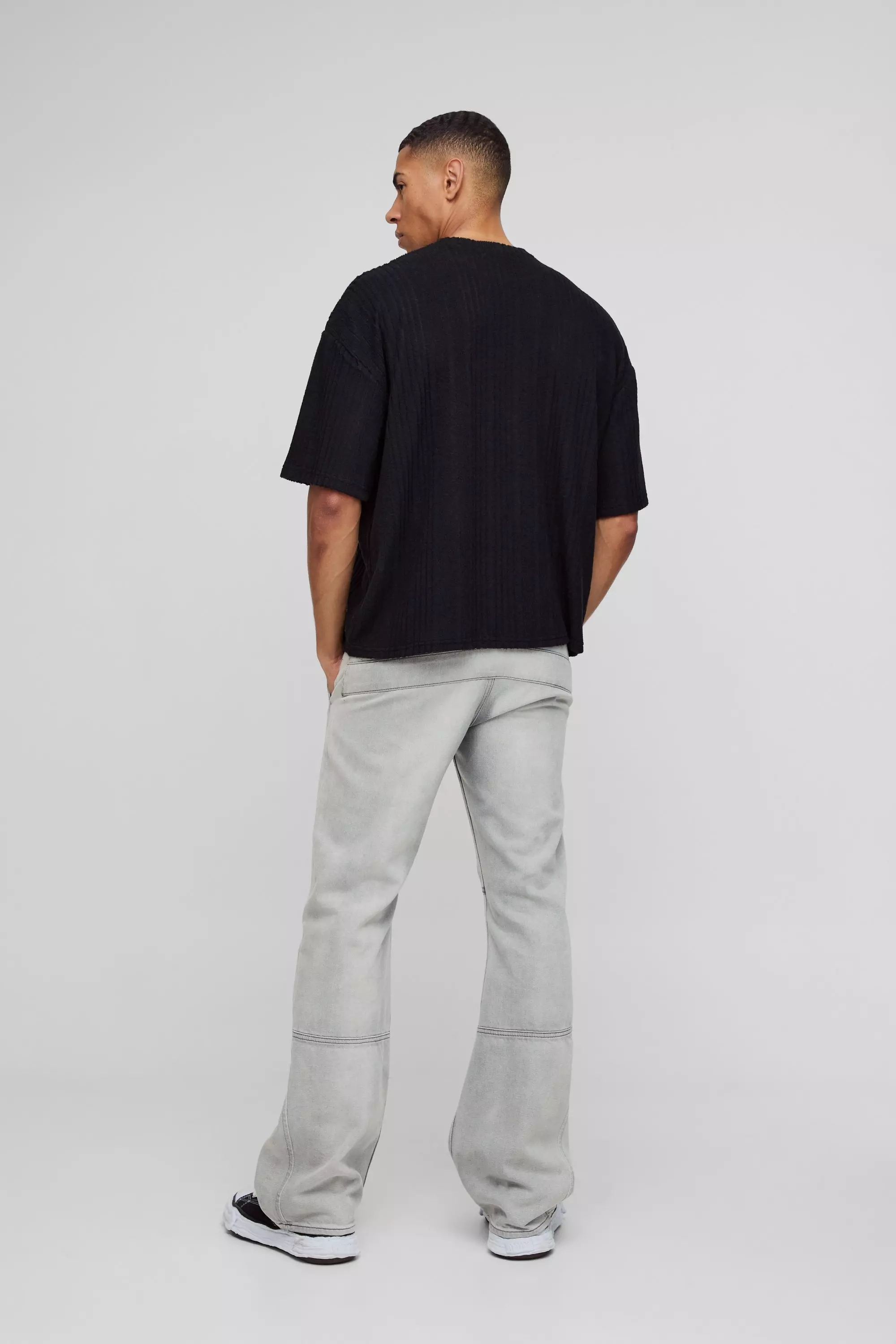 Black Oversized Marl Brushed Rib T-shirt alternative image
