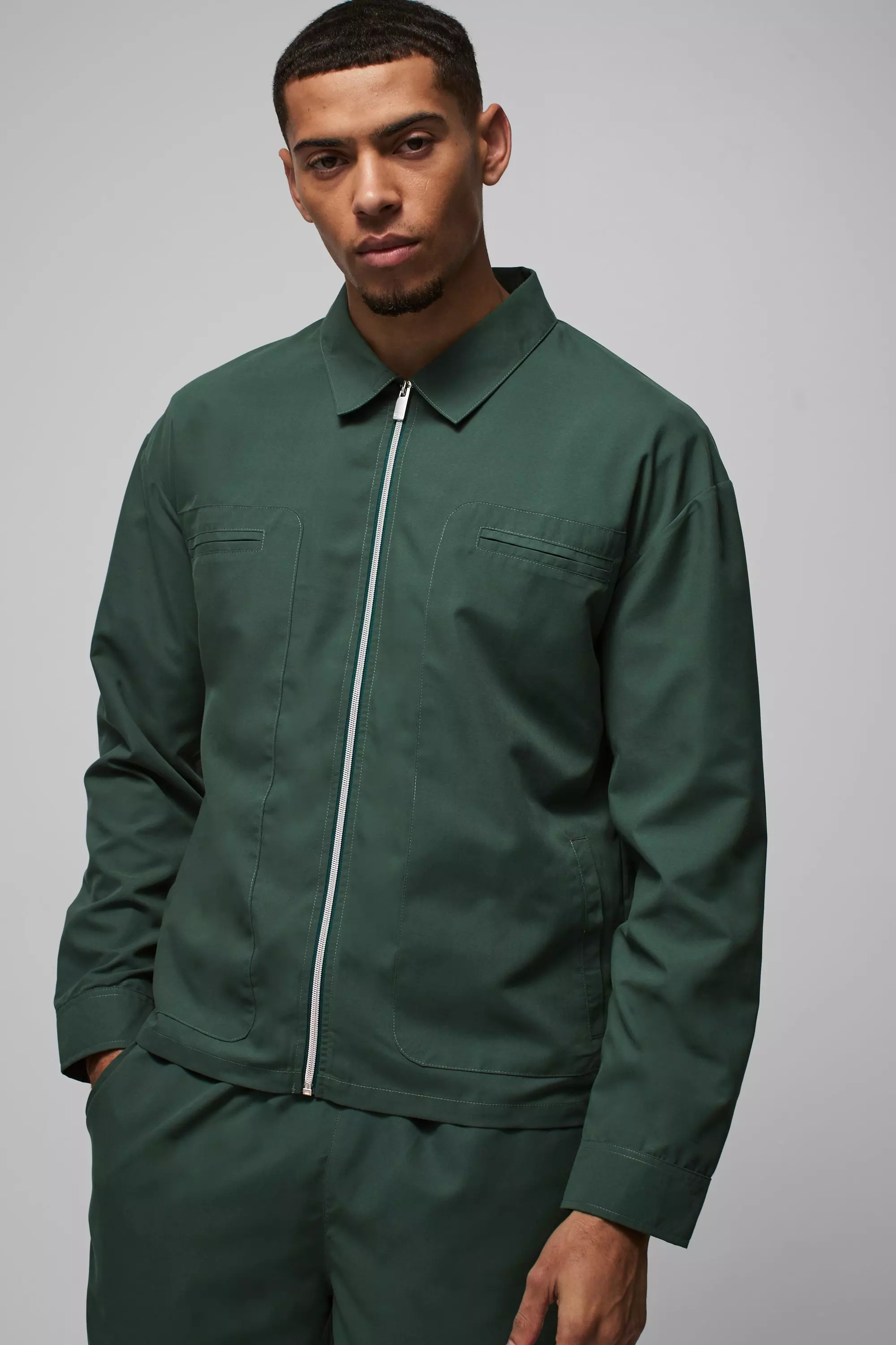 Forest Regular Fit Pocket Detail Nylon Overshirt alternative image