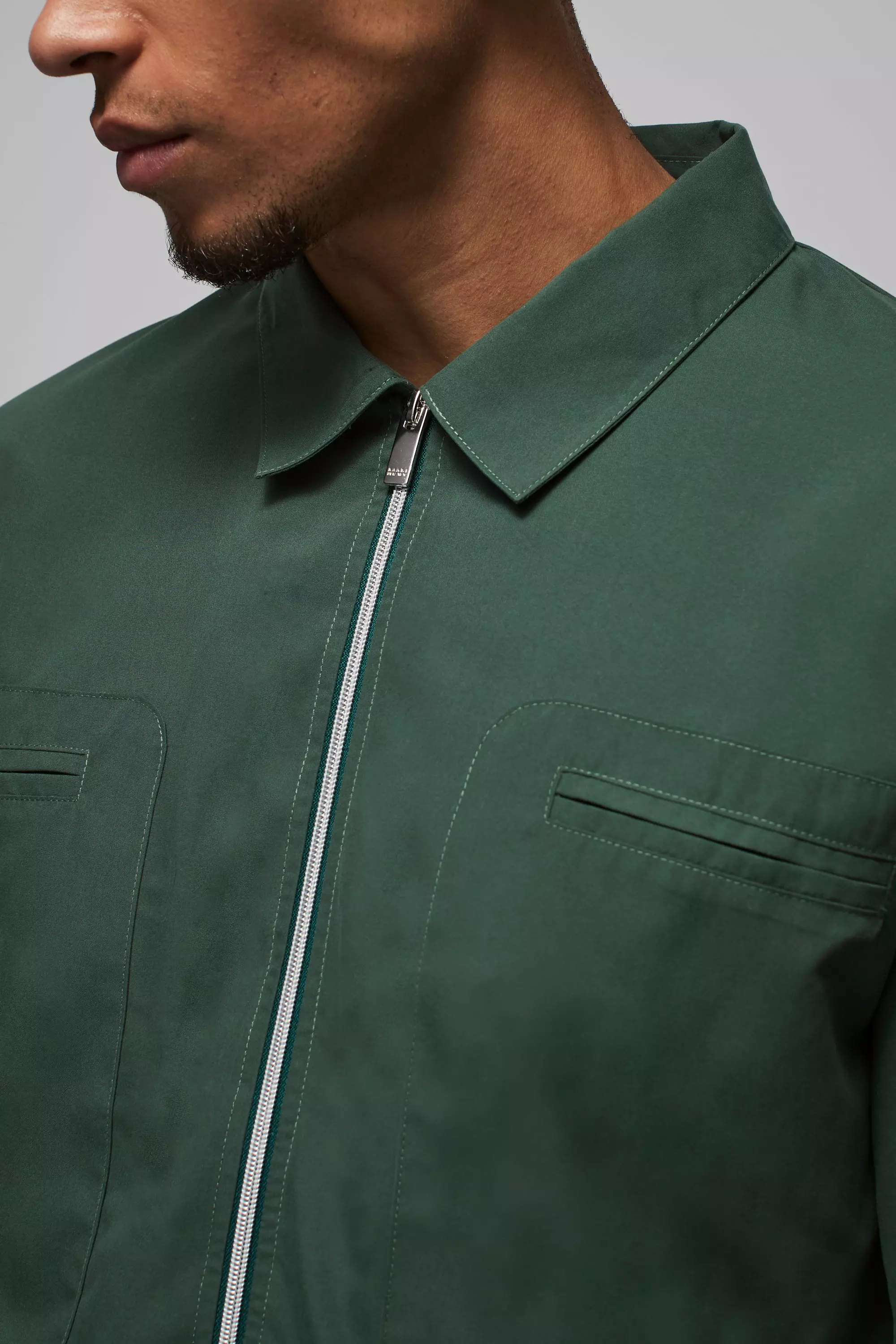 Forest Regular Fit Pocket Detail Nylon Overshirt alternative image