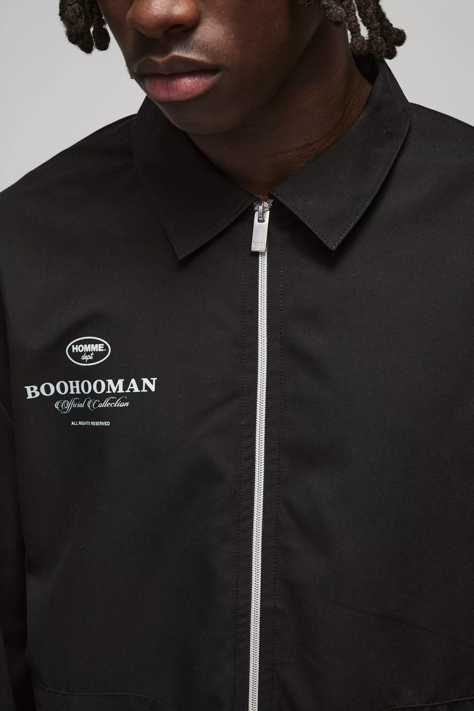 Black Man Nylon Overhemd Met Zak Detail En Rits alternatieve afbeelding