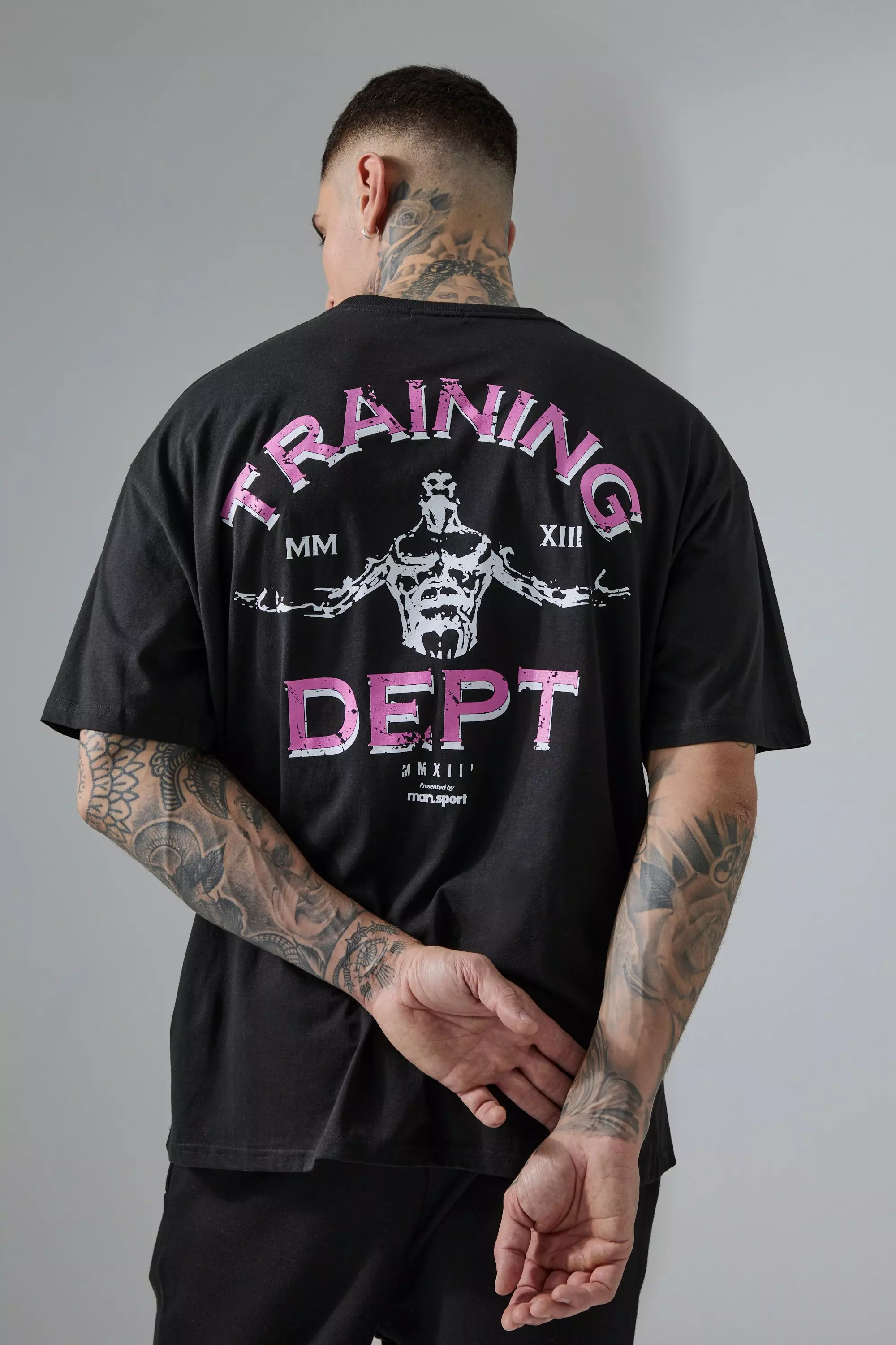 Black Tall Man Active Training Dept. Oversized T-shirt