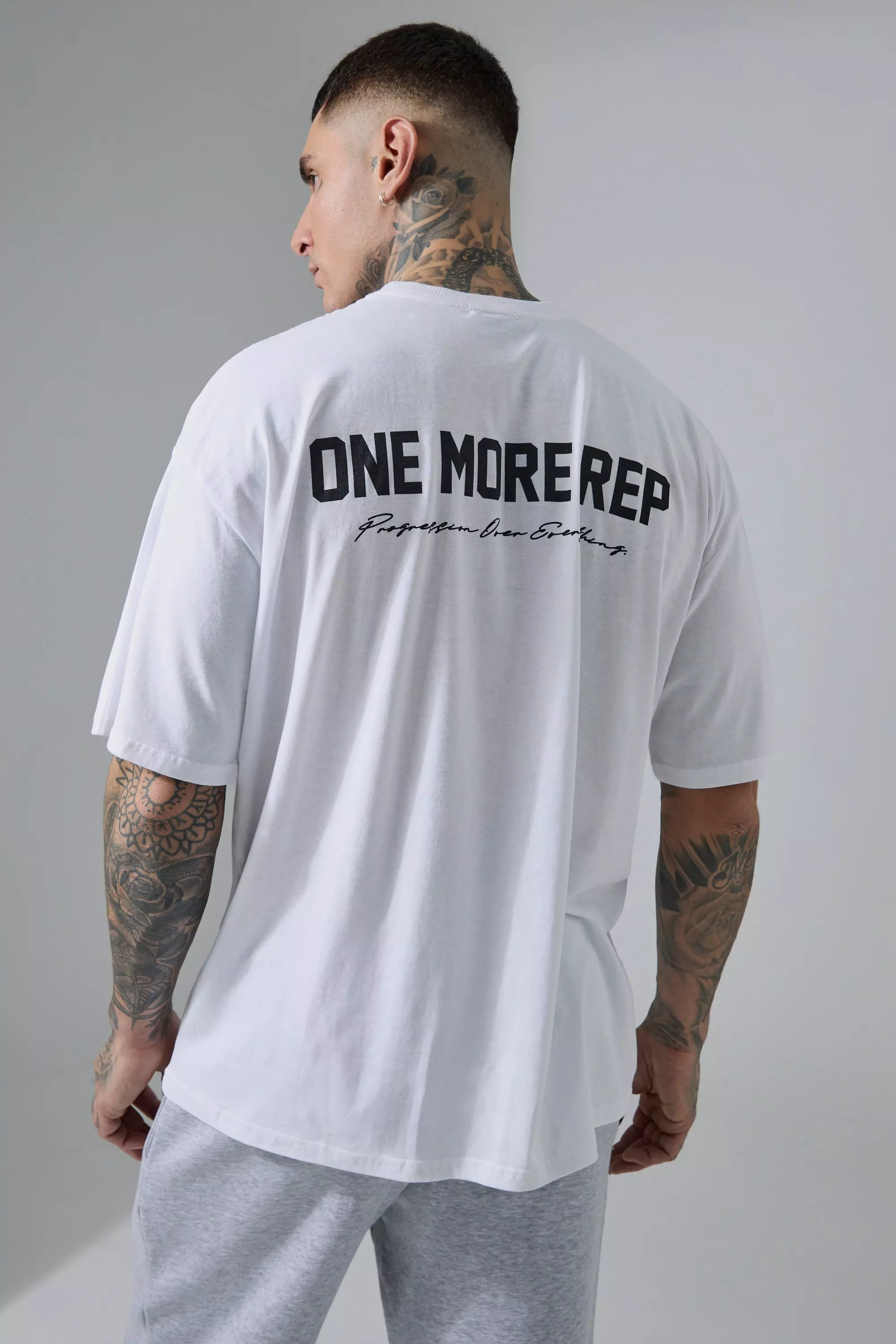 White Tall Man Active Oversized One More Rep T-shirt