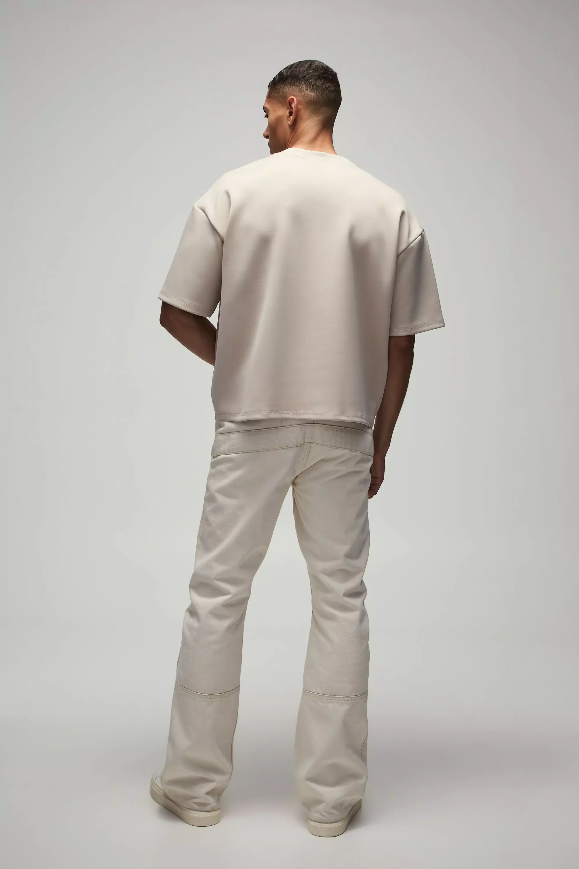 Stone Oversized Boxy Extended Neck Scuba T-Shirt alternative image