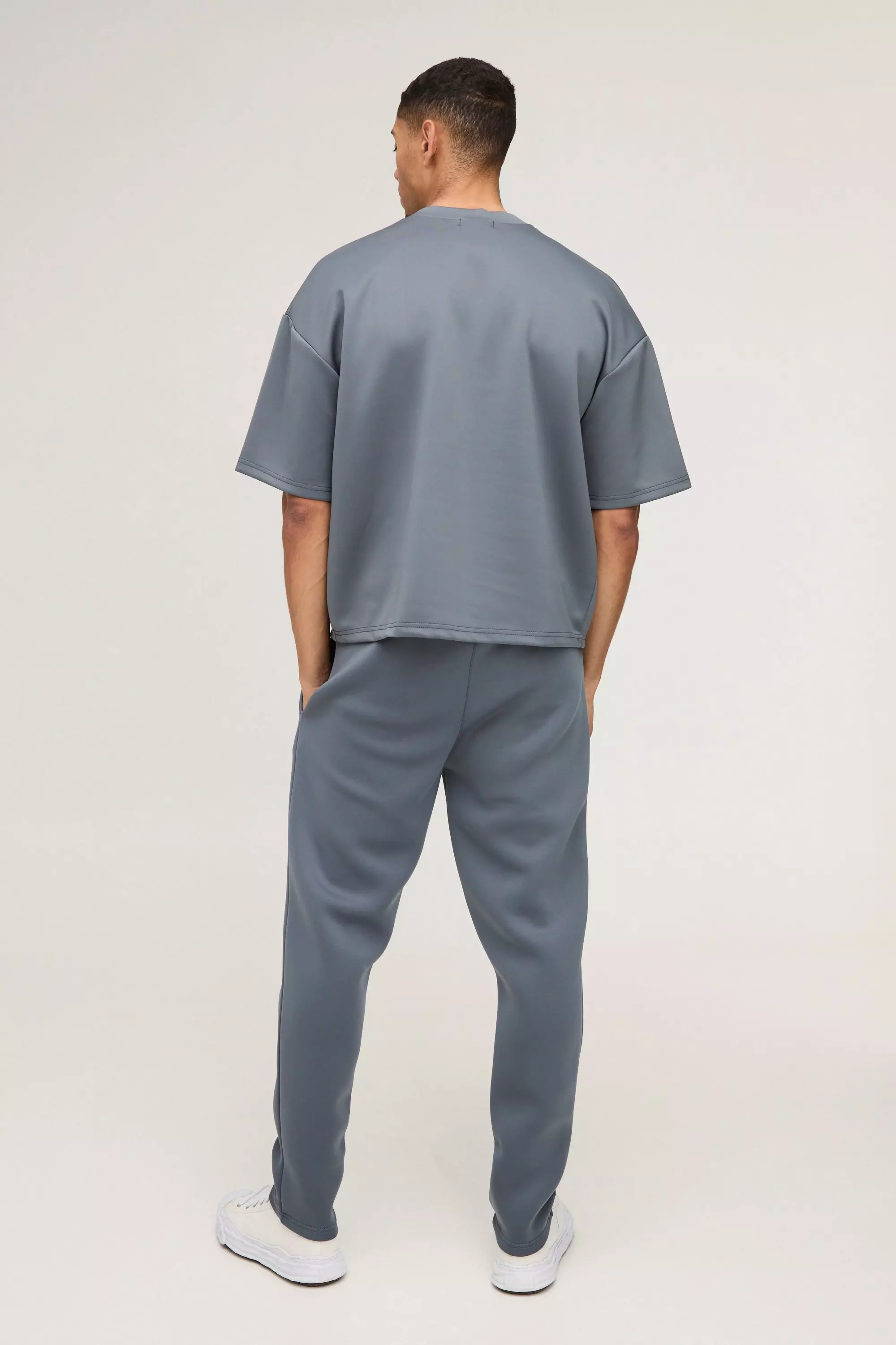 Slate Oversized Boxy Extended Neck Scuba T-Shirt alternative image