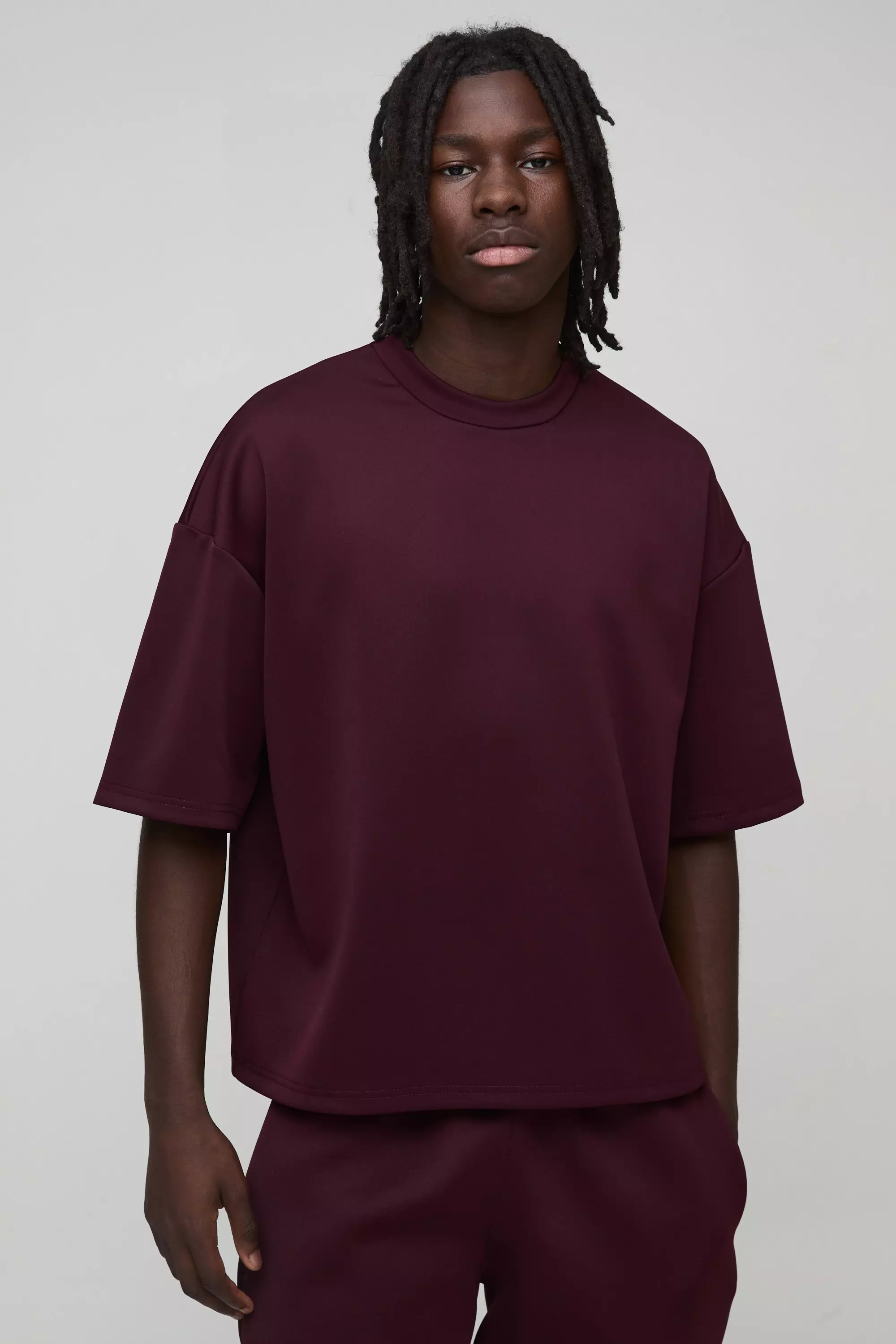 Kastiges Oversize Scuba T-Shirt, Burgundy alternatives Bild
