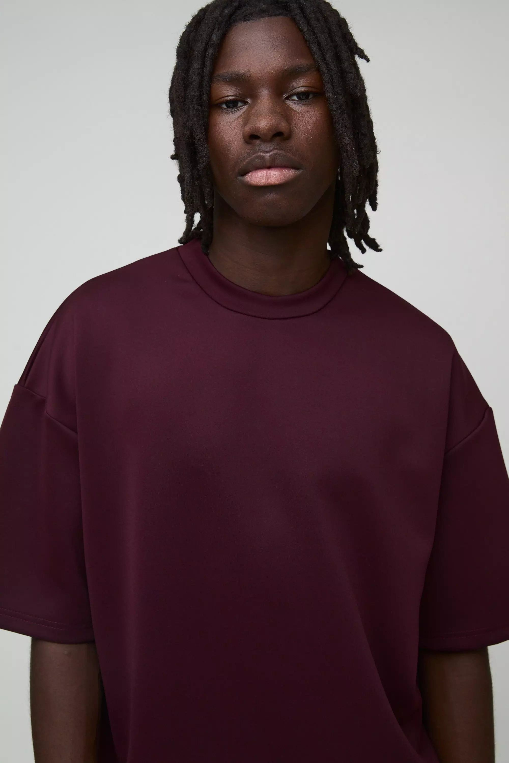 Kastiges Oversize Scuba T-Shirt, Burgundy alternatives Bild