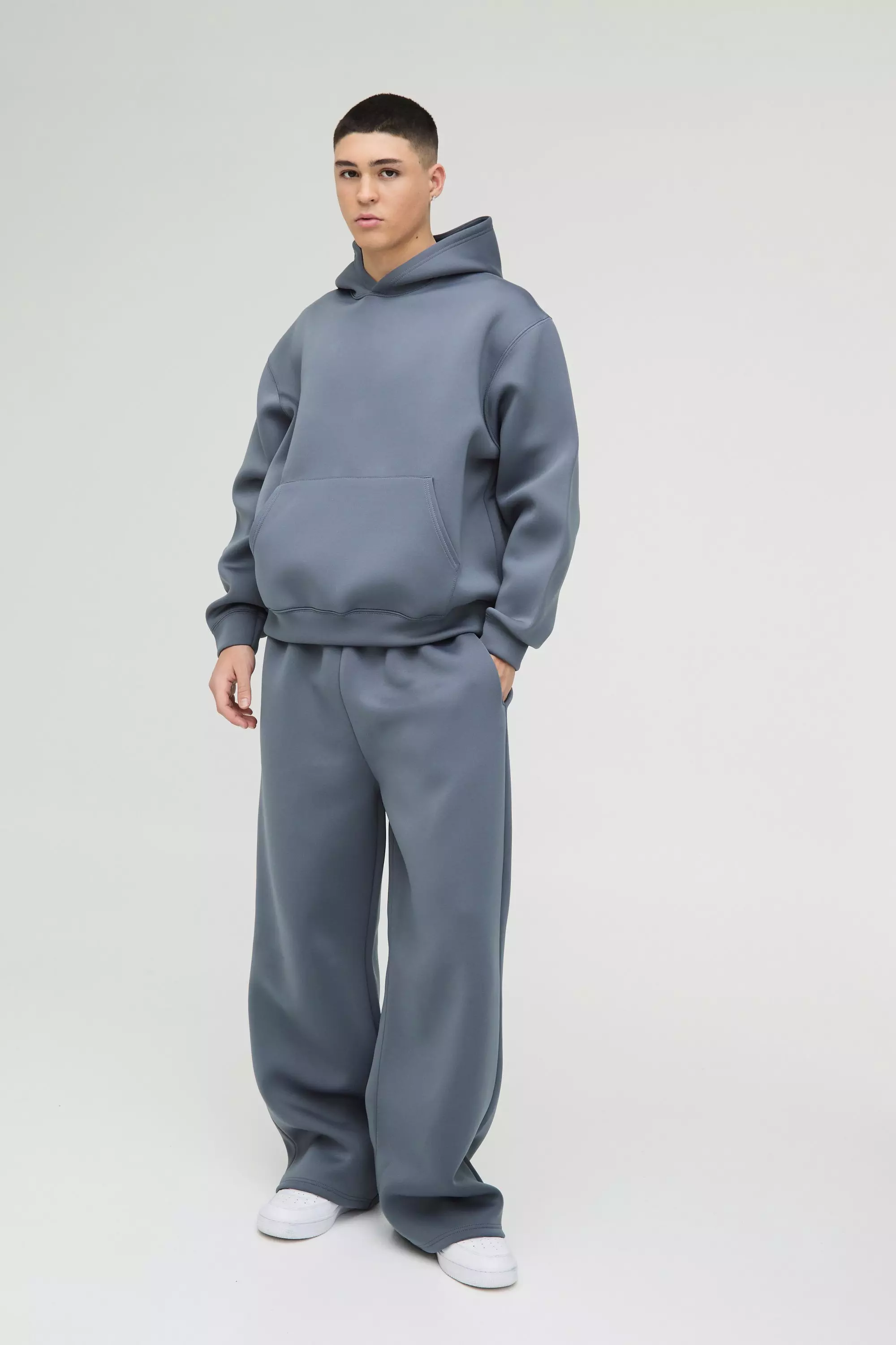 Oversized Boxy Bonded Scuba Hooded Tracksuit | boohooMAN USA