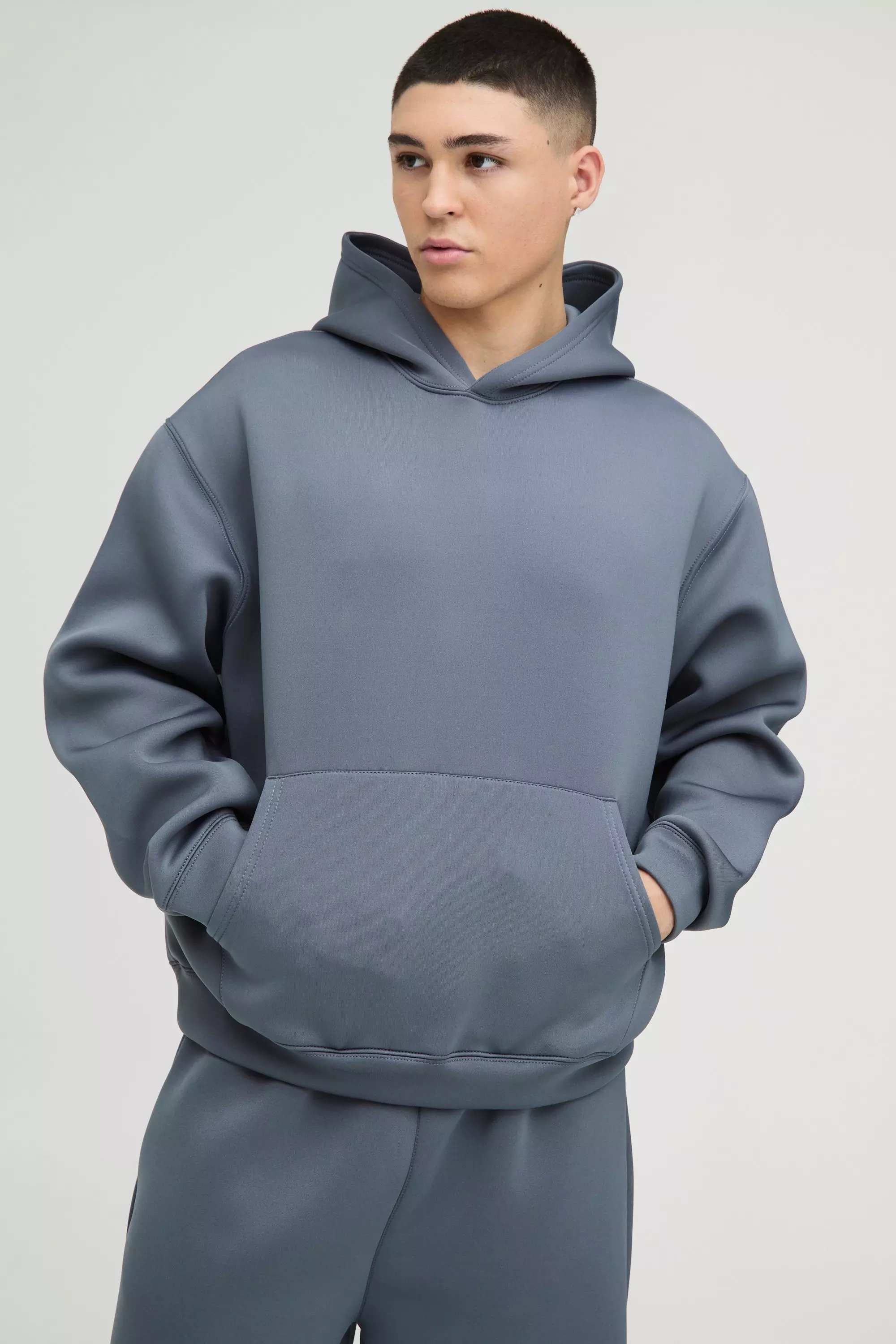 Oversized Boxy Bonded Scuba Hooded Tracksuit | boohooMAN USA
