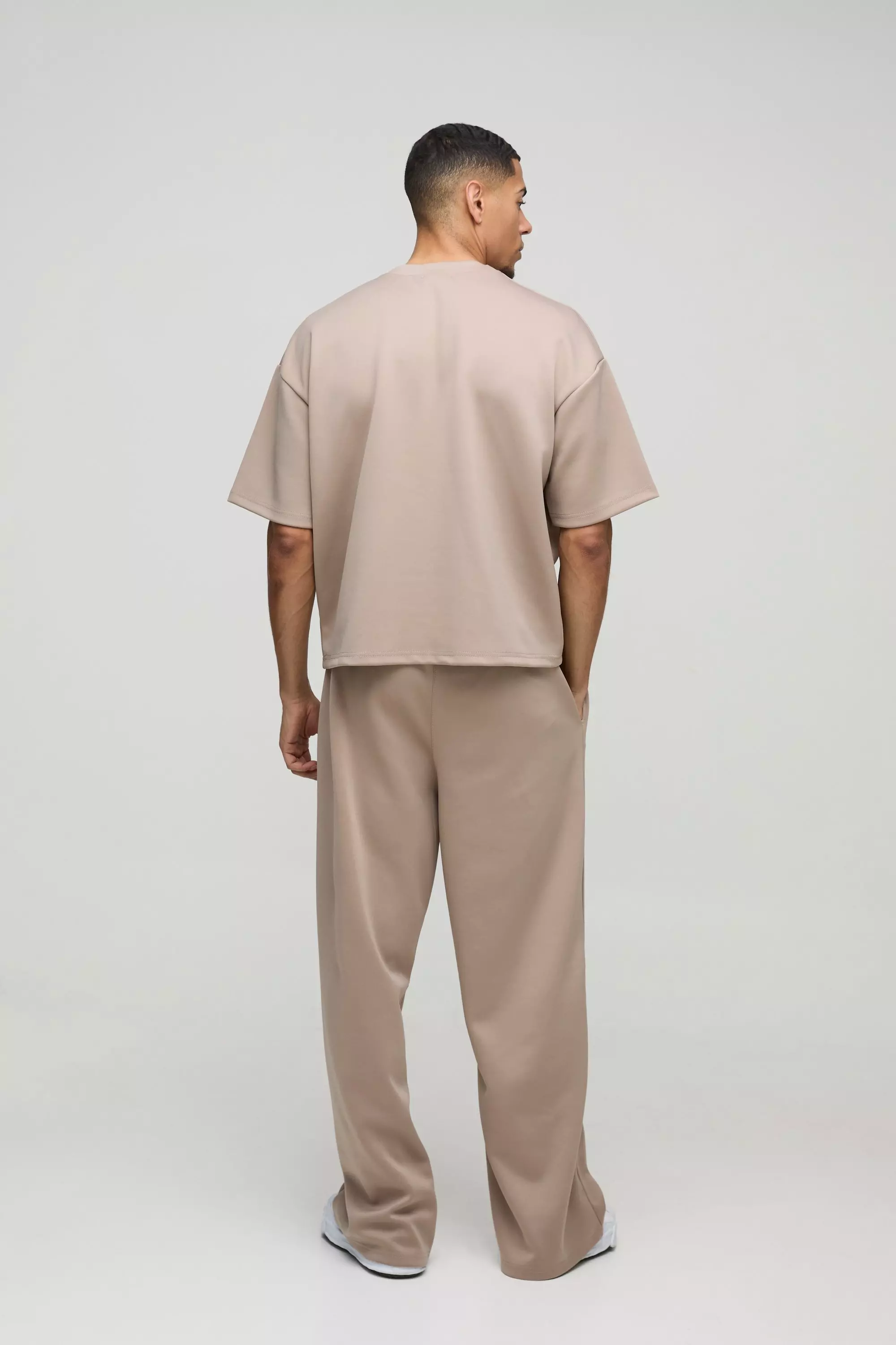 Taupe Oversized Boxy Scuba Trainingspak Met T-Shirt alternatieve afbeelding