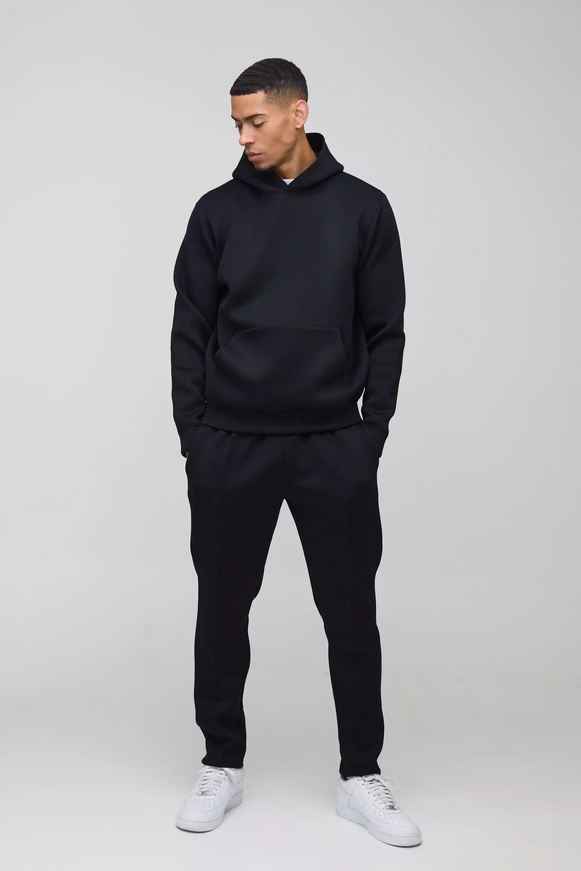 Black Regular Fit Bonded Scuba Hooded Tracksuit alternative image