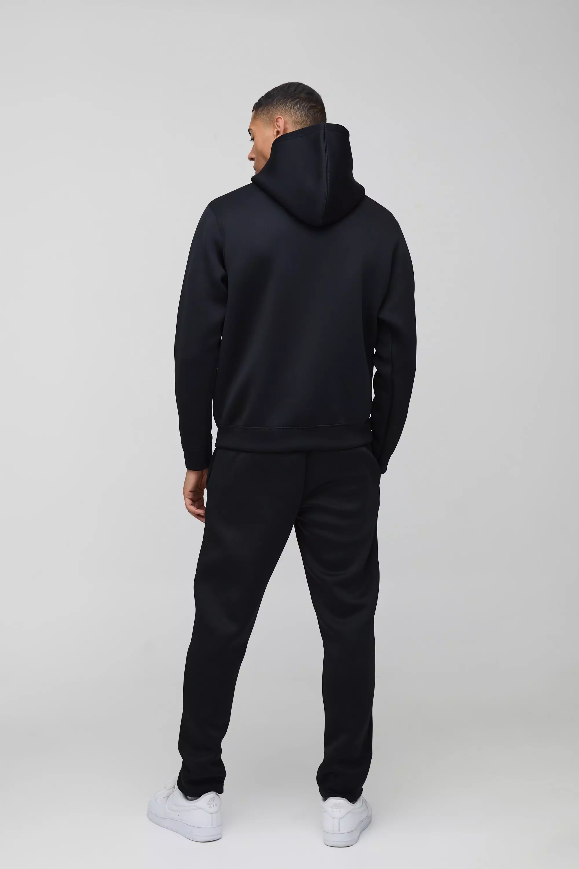 Black Regular Fit Bonded Scuba Hooded Tracksuit alternative image