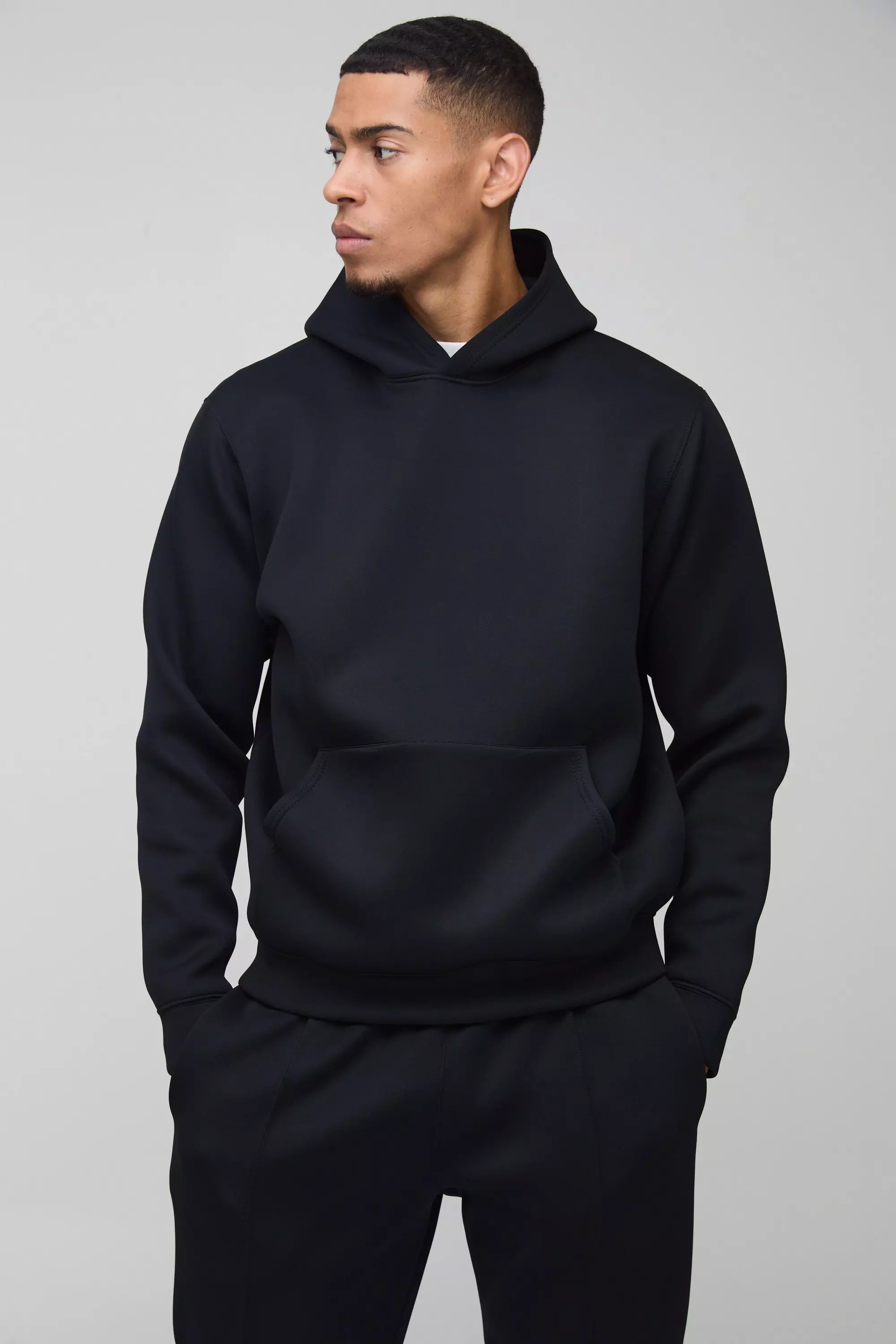 Black Regular Fit Bonded Scuba Hooded Tracksuit alternative image