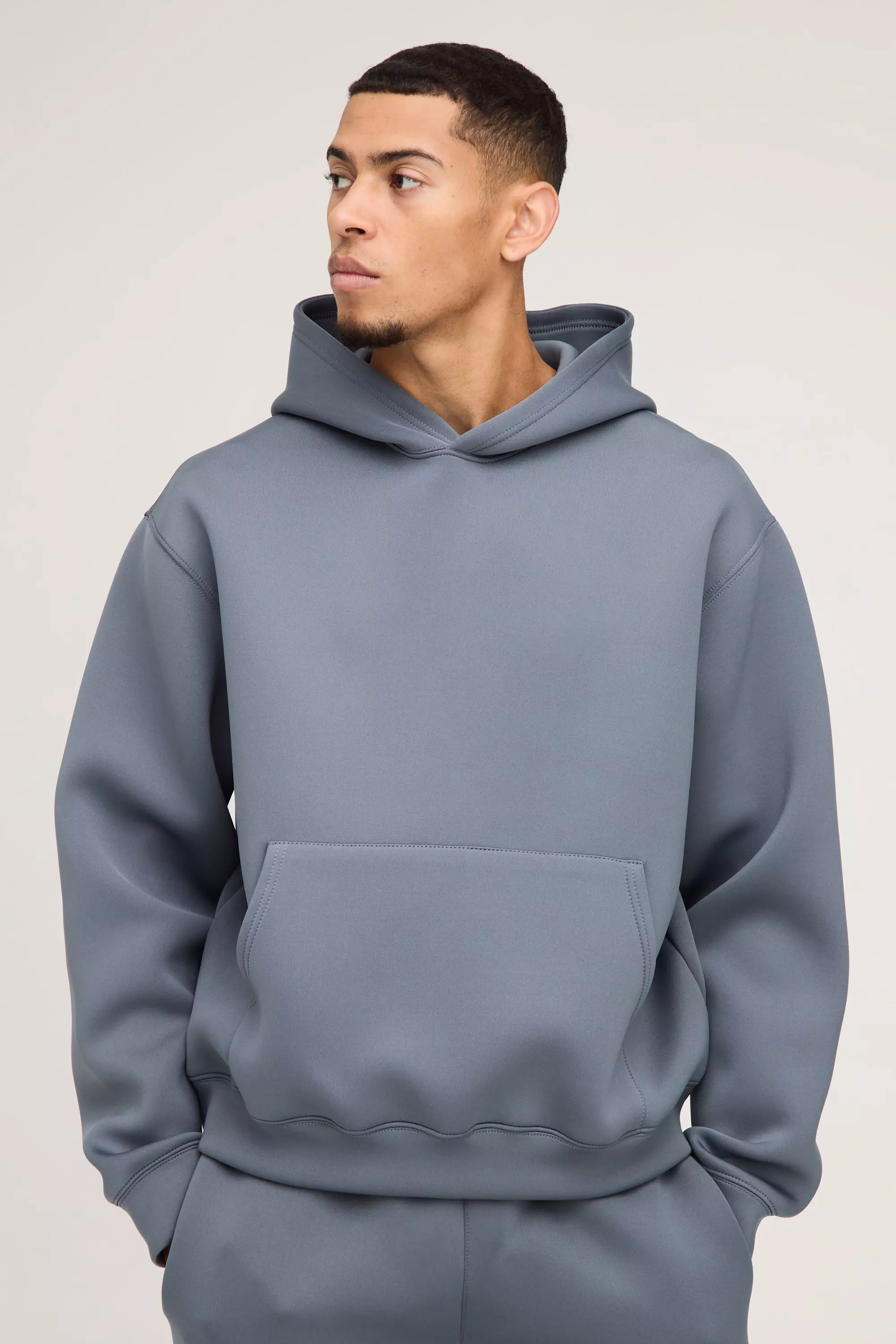 Slate Oversized Boxy Bonded Scuba Hoodie alternative image