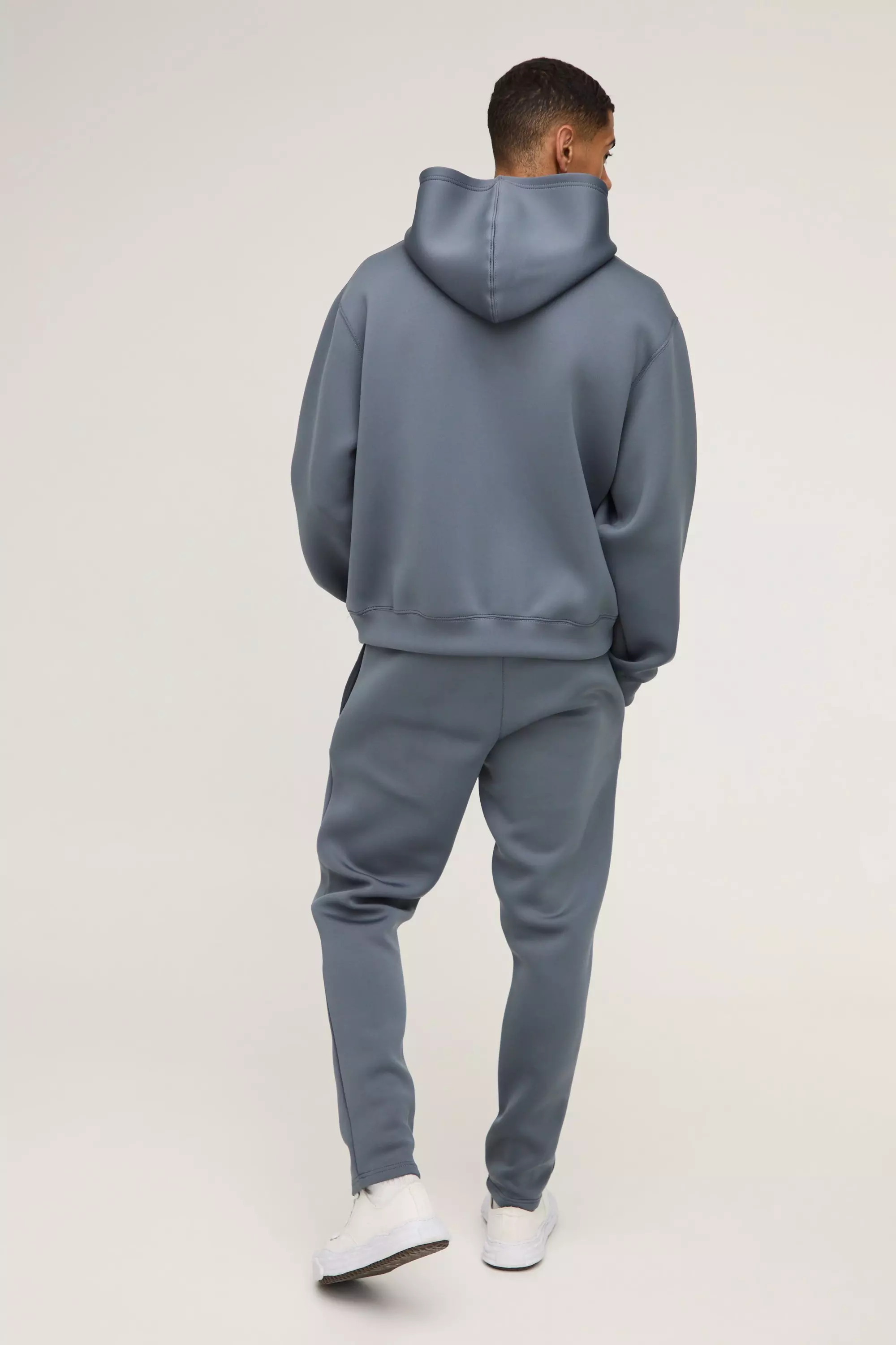 Slate Oversized Boxy Bonded Scuba Hoodie alternative image