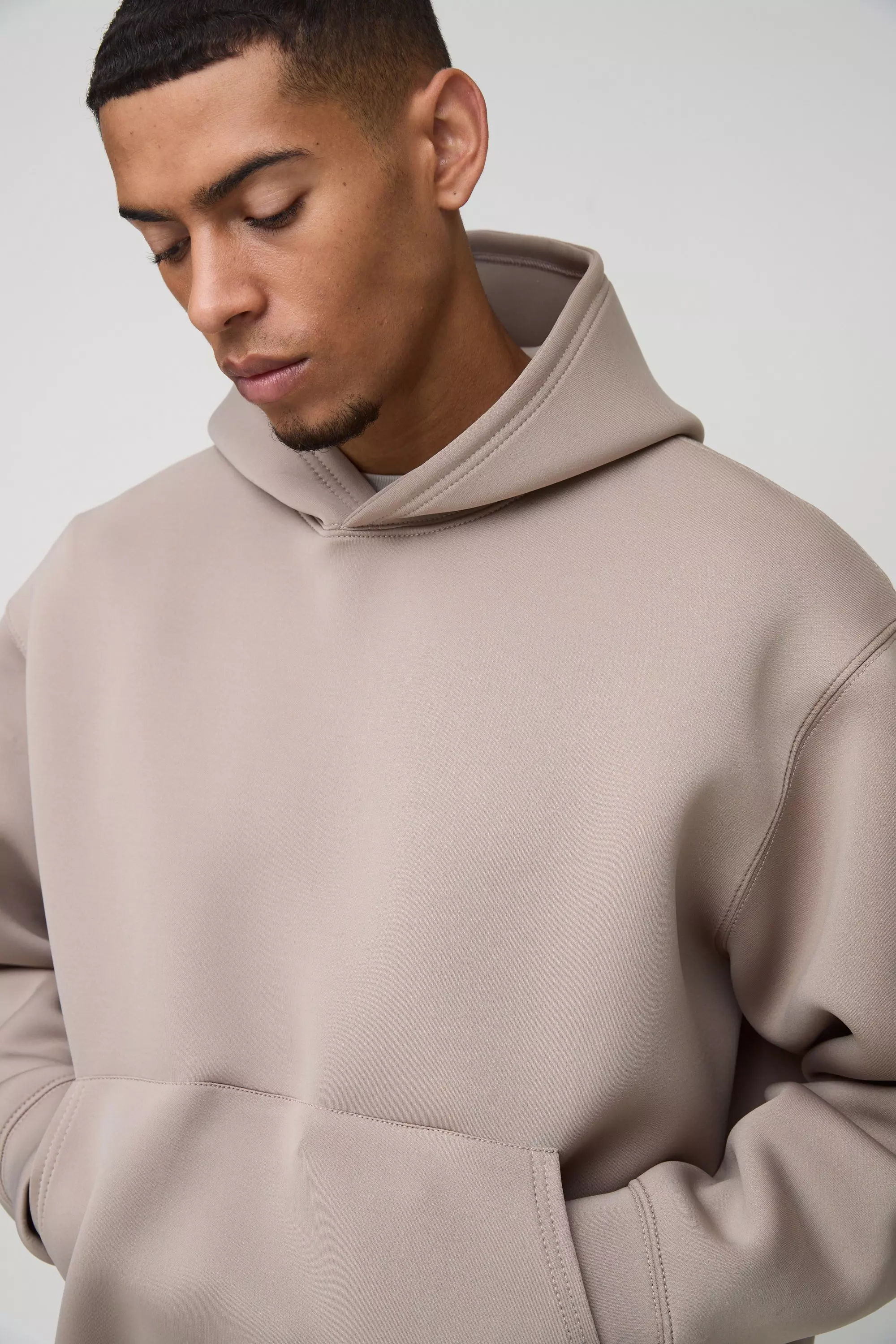 Oversized Boxy Bonded Scuba Hoodie | boohooMAN USA
