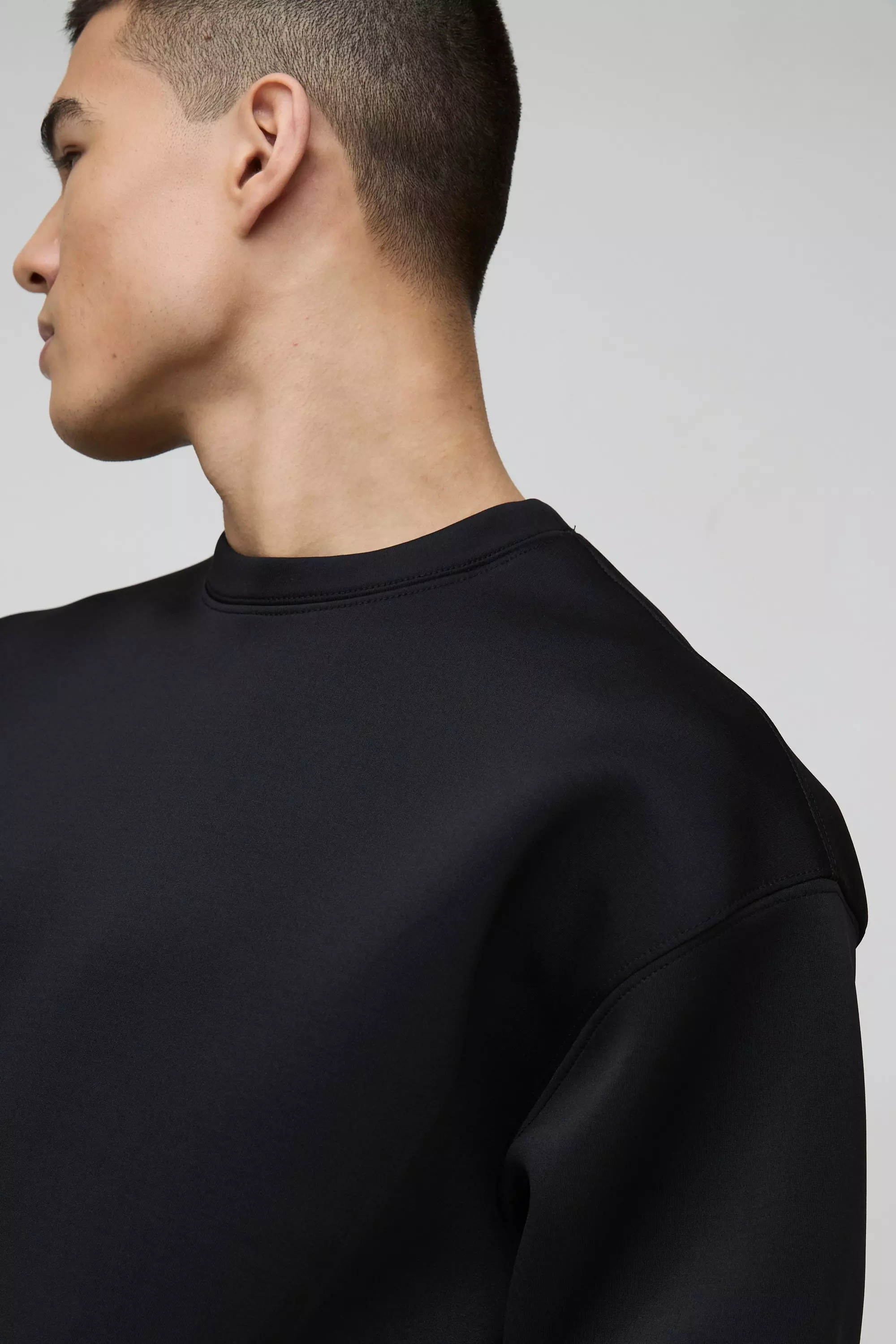 Oversized Boxy Bonded Scuba Sweatshirt | boohooMAN USA
