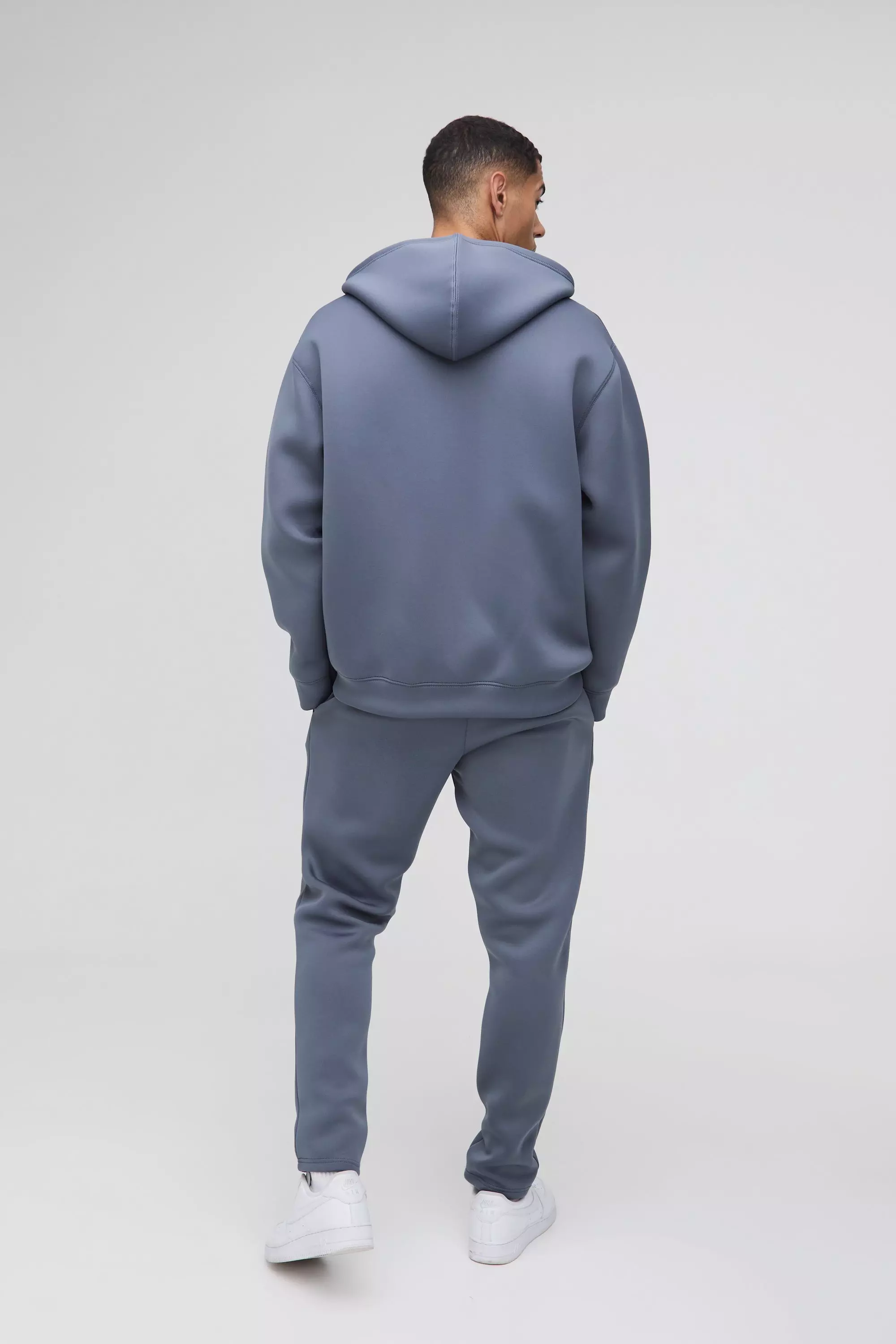 Slate Oversized Zip Through Bonded Scuba Hoodie alternative image