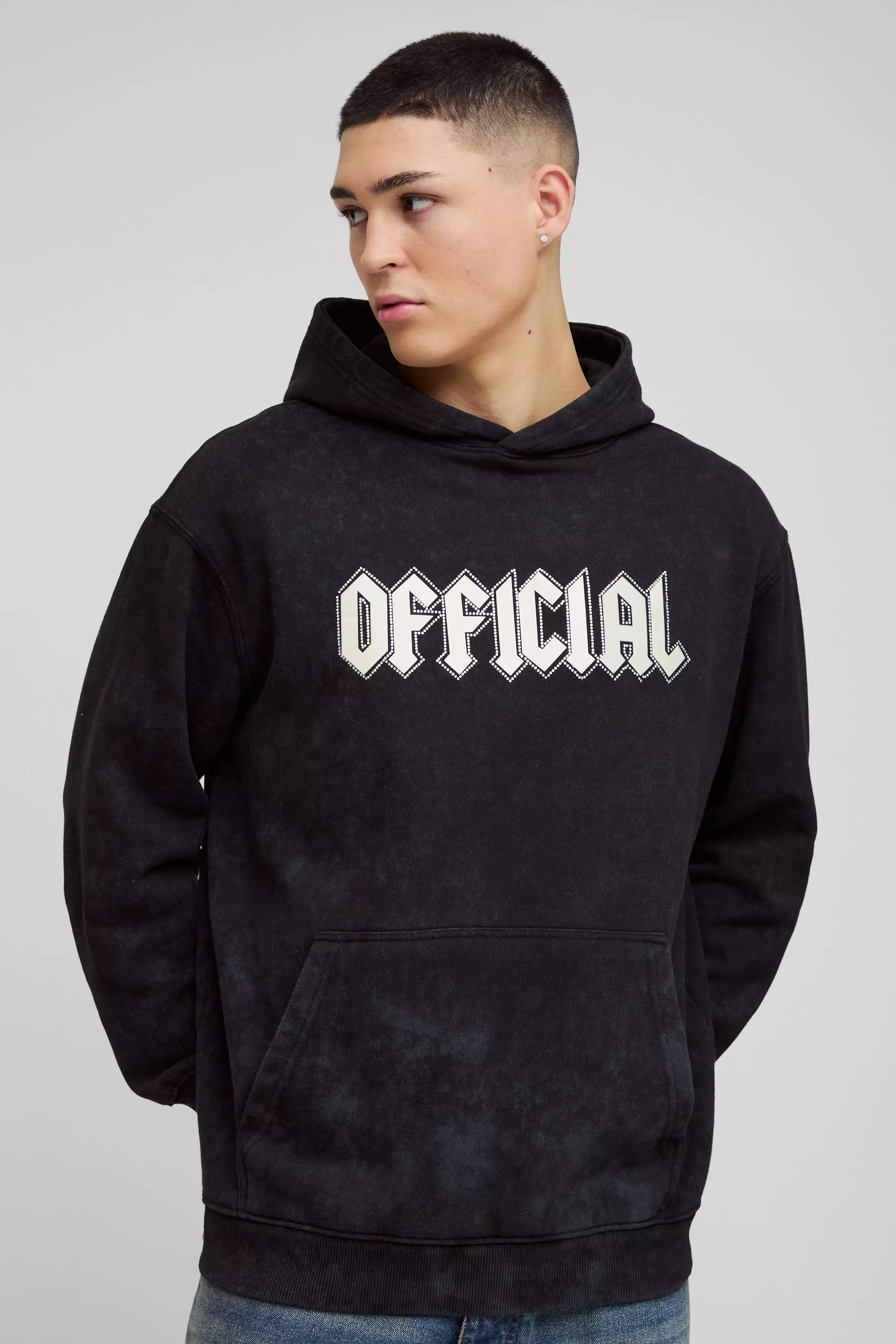 Charcoal Oversized Official Rhinestone Graphic Hoodie alternative image
