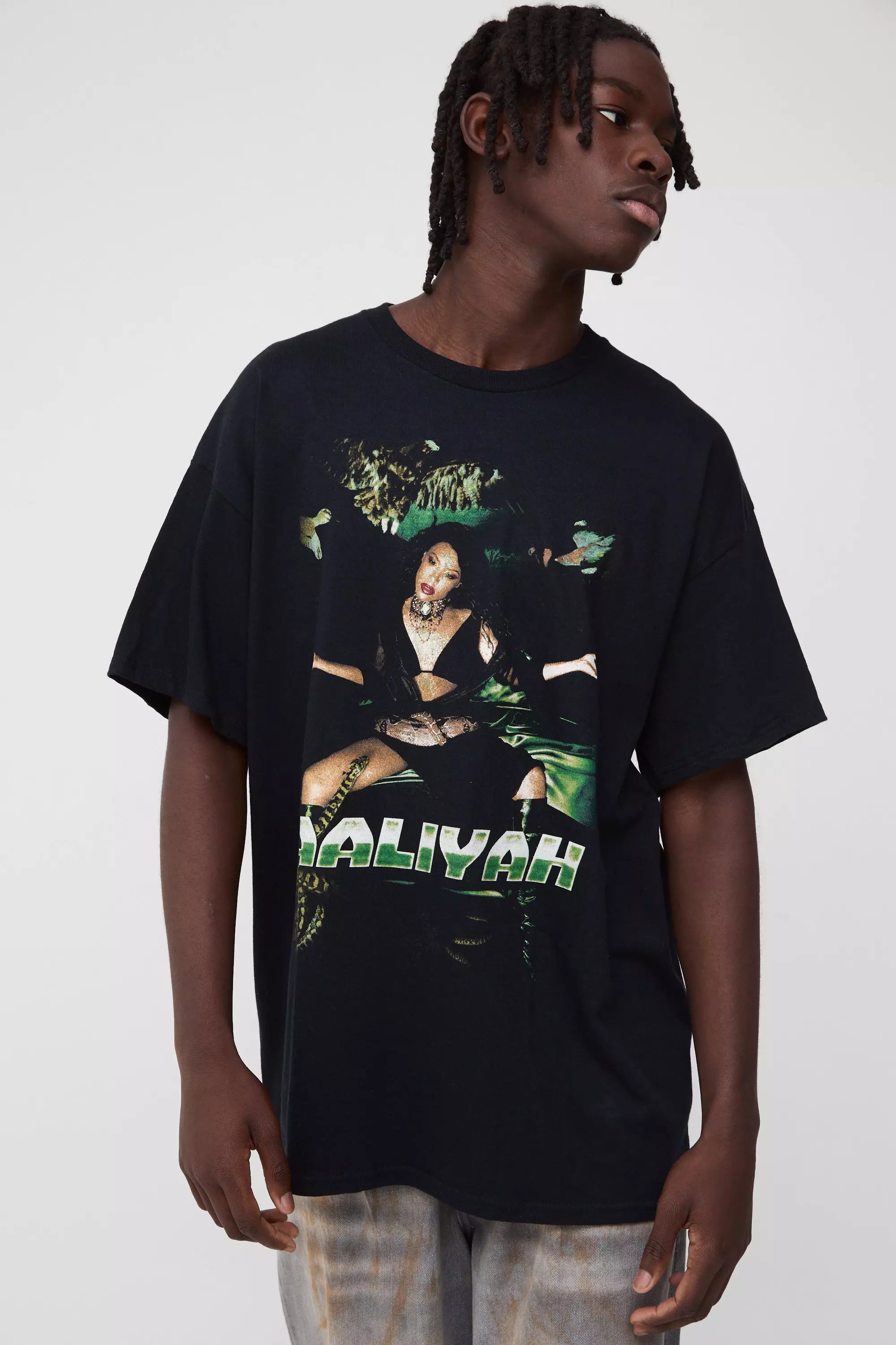 Black Oversized Aaliyah License Print T-Shirt alternative image