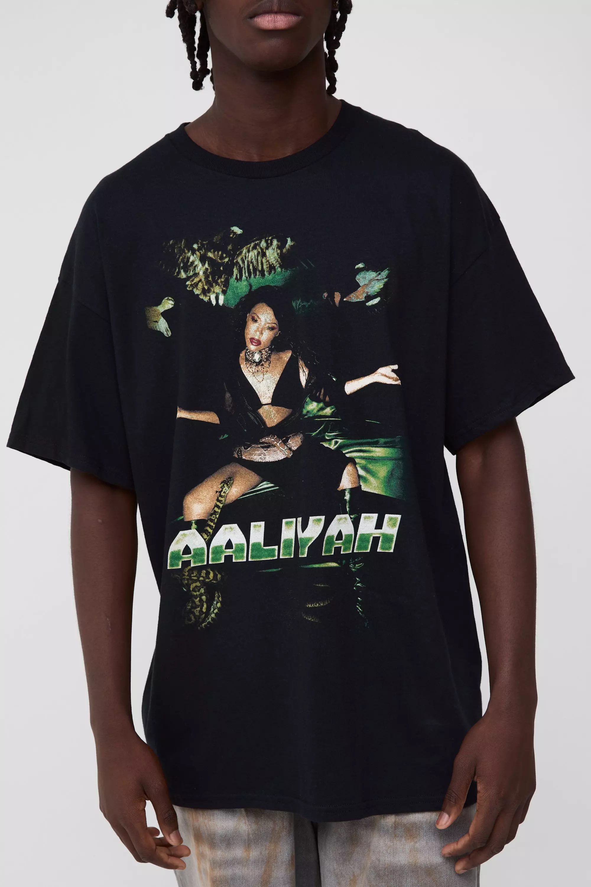Black Oversized Aaliyah License Print T-Shirt alternative image